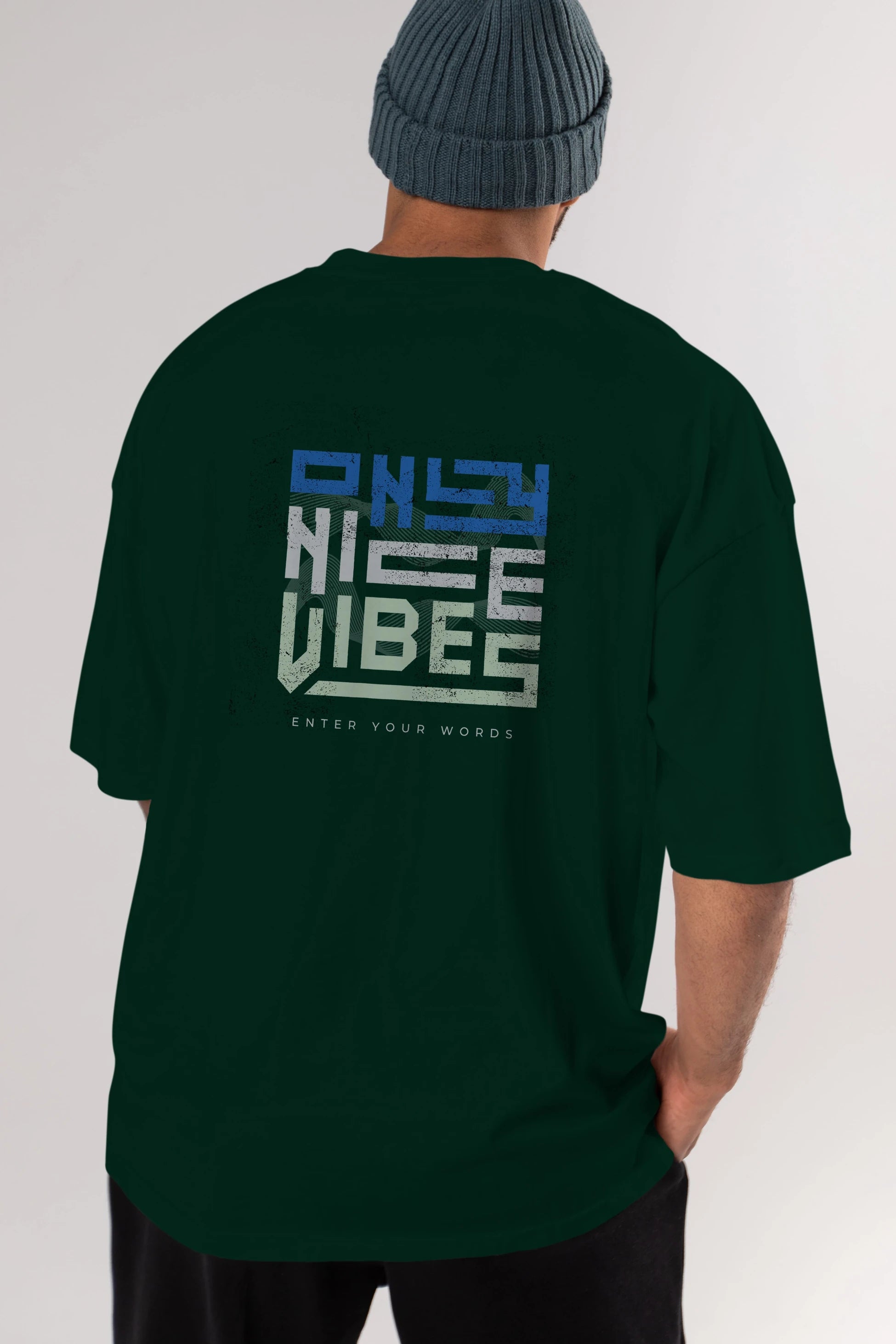 Only Nice Vibes Arka Baskılı Oversize t-shirt Erkek Kadın Unisex