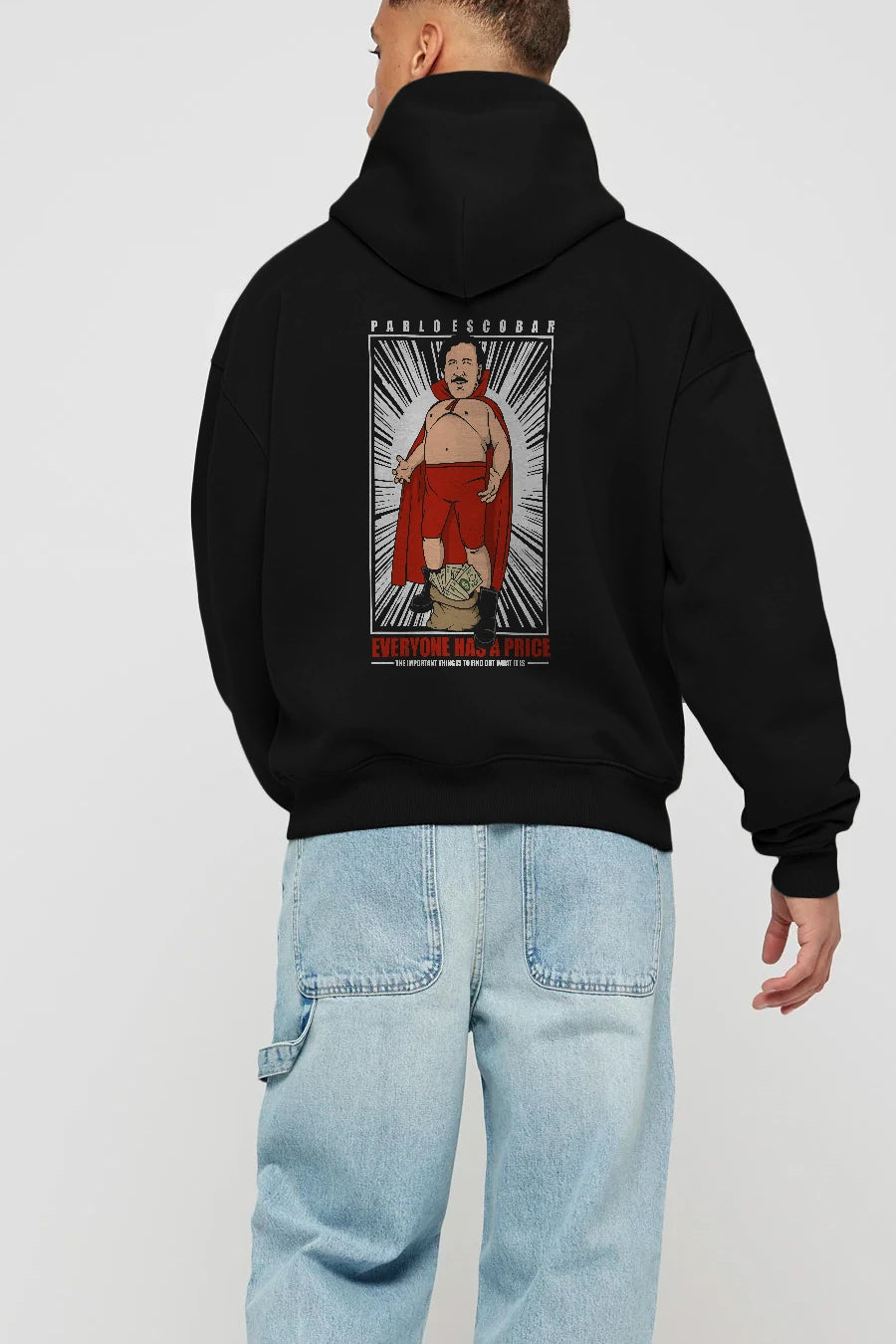 Pablo Escobar Luchador Arka Baskılı Hoodie Oversize Kapüşonlu Sweatshirt Erkek Kadın Unisex