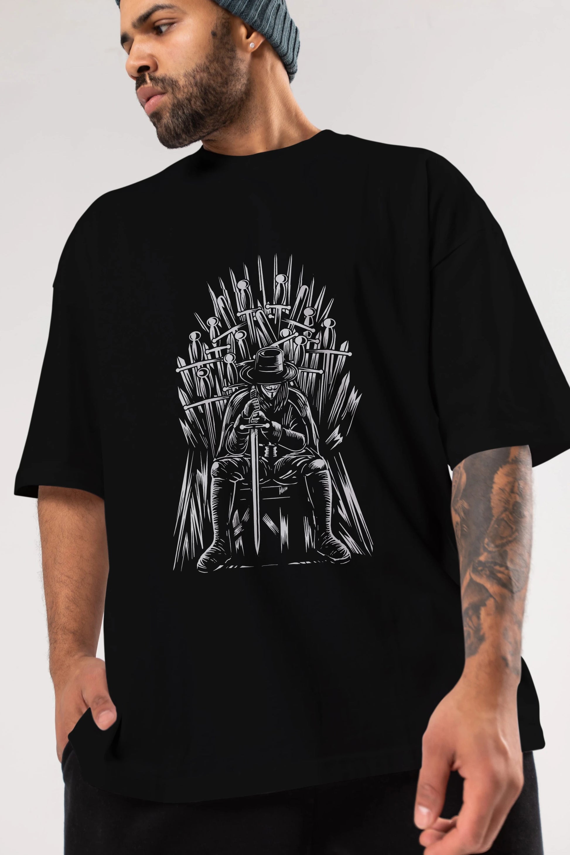 The Thrones Of Vendetta Ön Baskılı Oversize t-shirt Erkek Kadın Unisex %100 Pamuk tişort