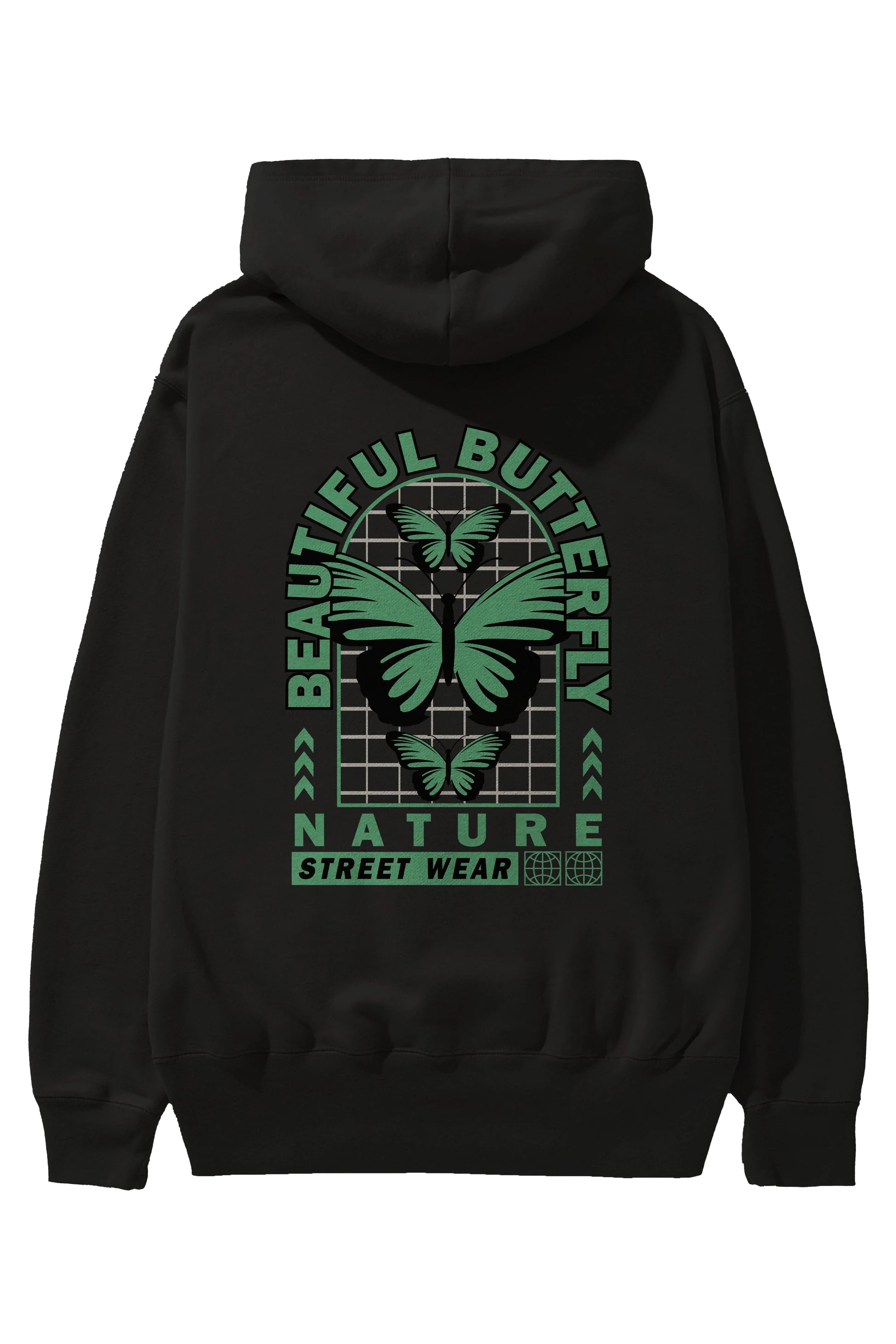 Beautiful Butterfly Arka Baskılı Hoodie Oversize Kapüşonlu Sweatshirt Erkek Kadın Unisex