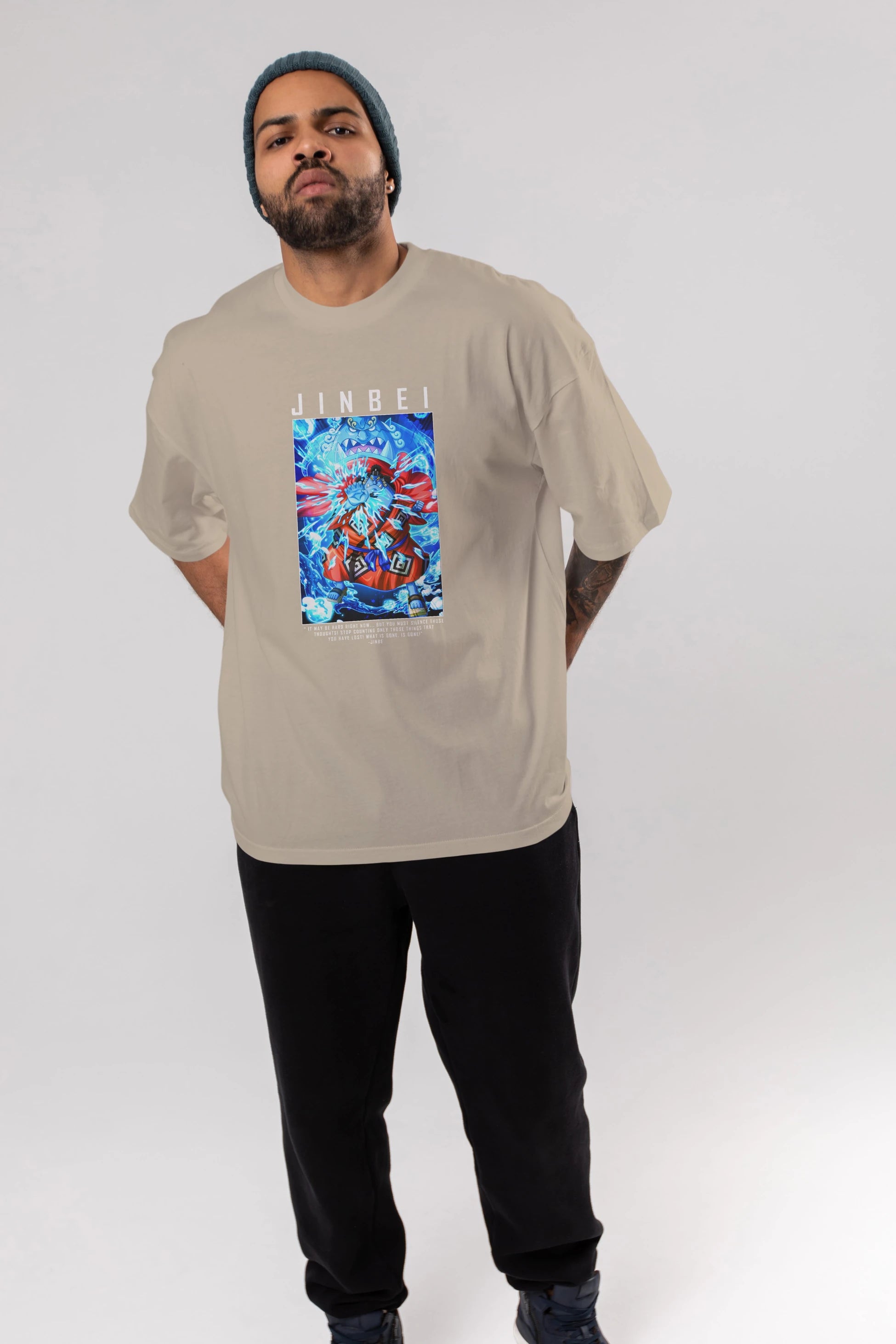 Jinbei Anime Ön Baskılı Oversize t-shirt Erkek Kadın Unisex