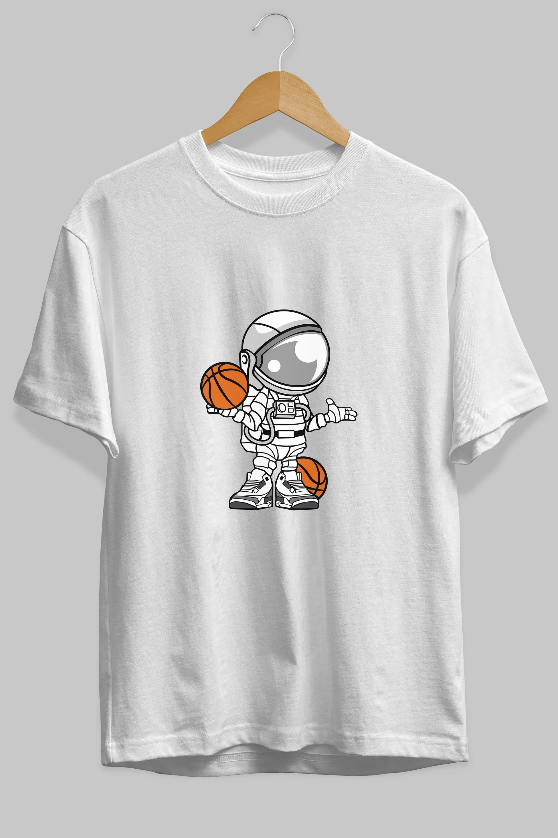 Astronaut Basketball Player Ön Baskılı Oversize t-shirt Erkek Kadın Unisex %100 Pamuk tişort