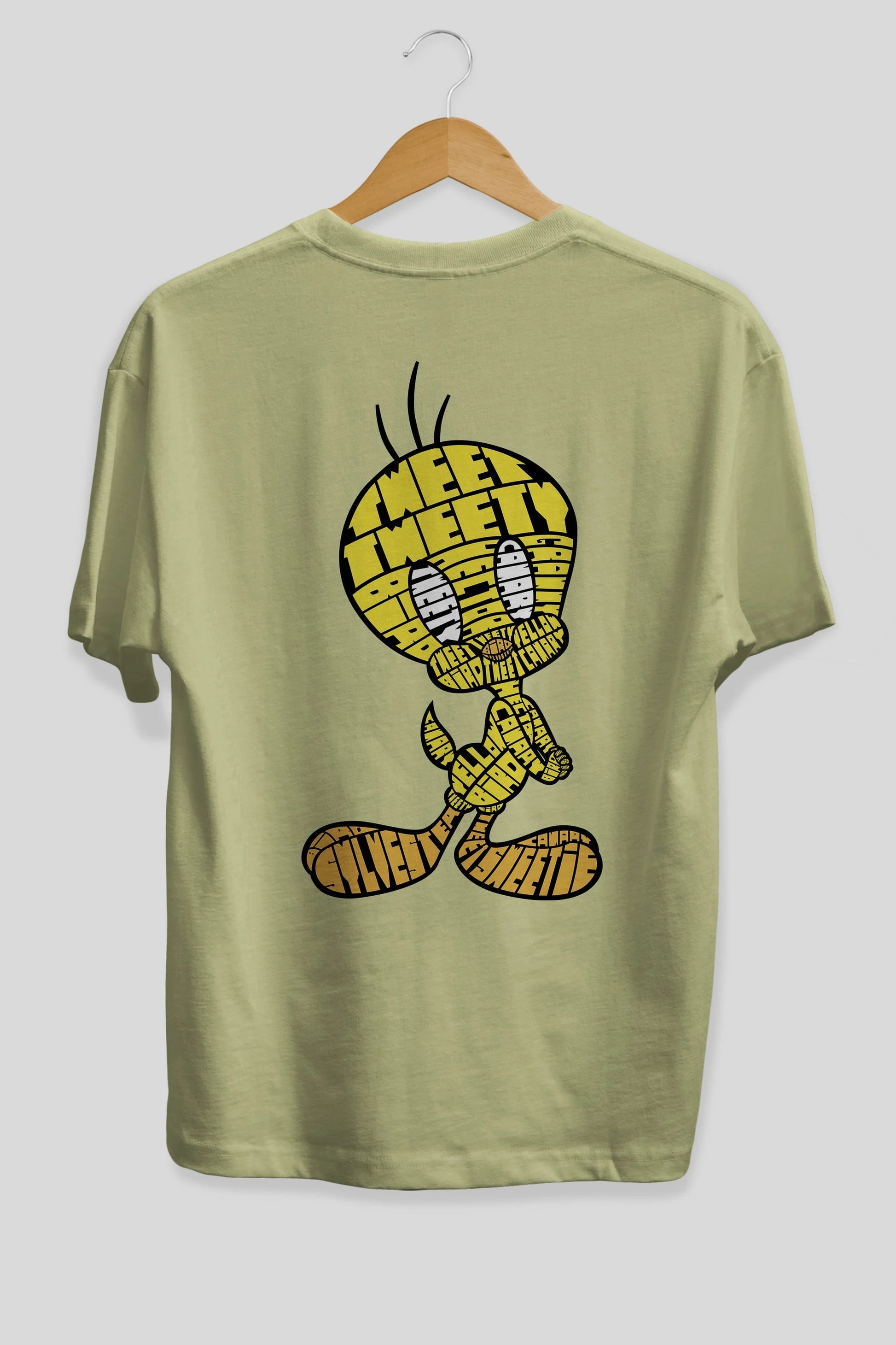 Tweety Arka Baskılı Oversize t-shirt %100 pamuk Erkek Kadın Unisex