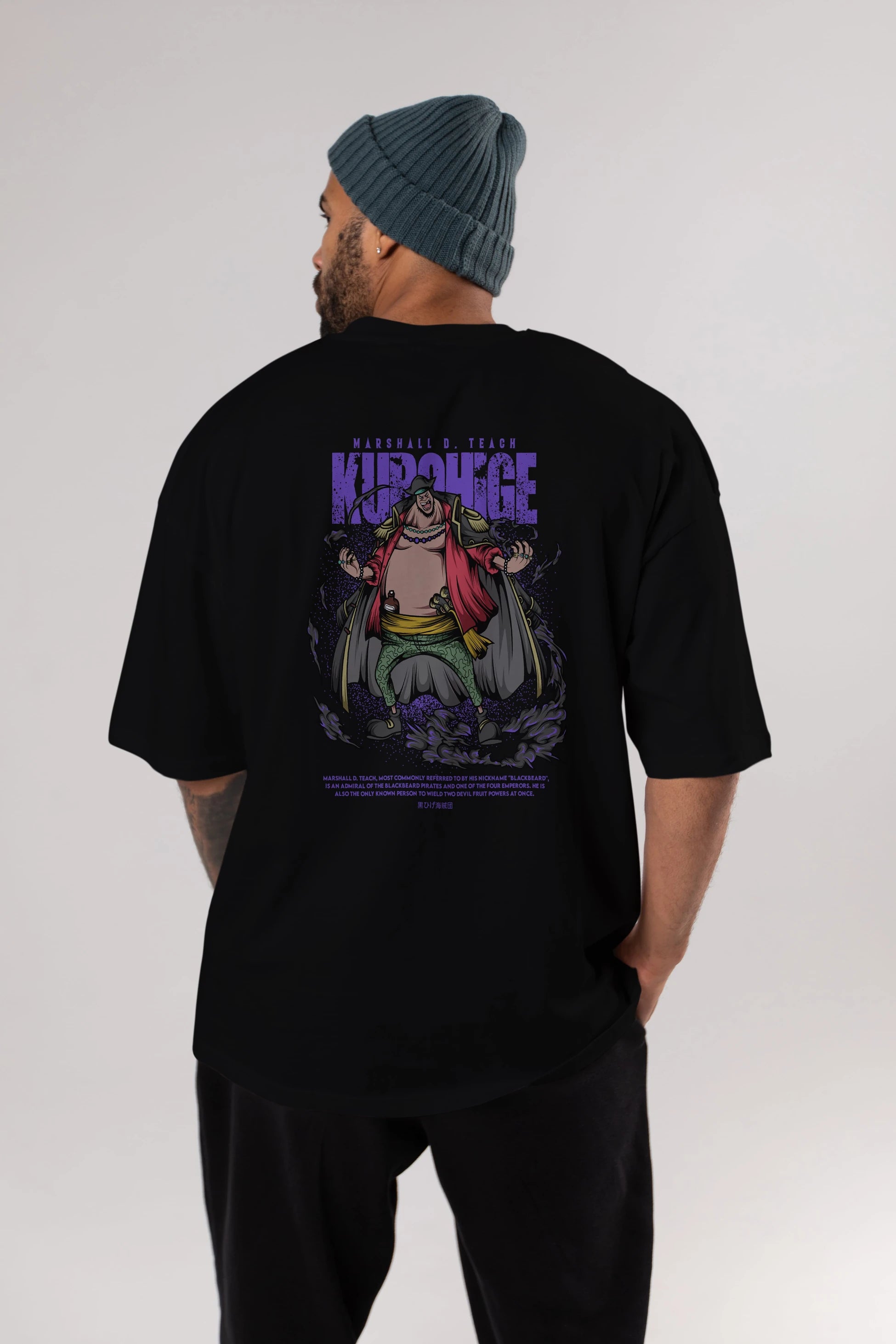 Marshall D. Teach Anime Arka Baskılı Oversize t-shirt Erkek Kadın Unisex