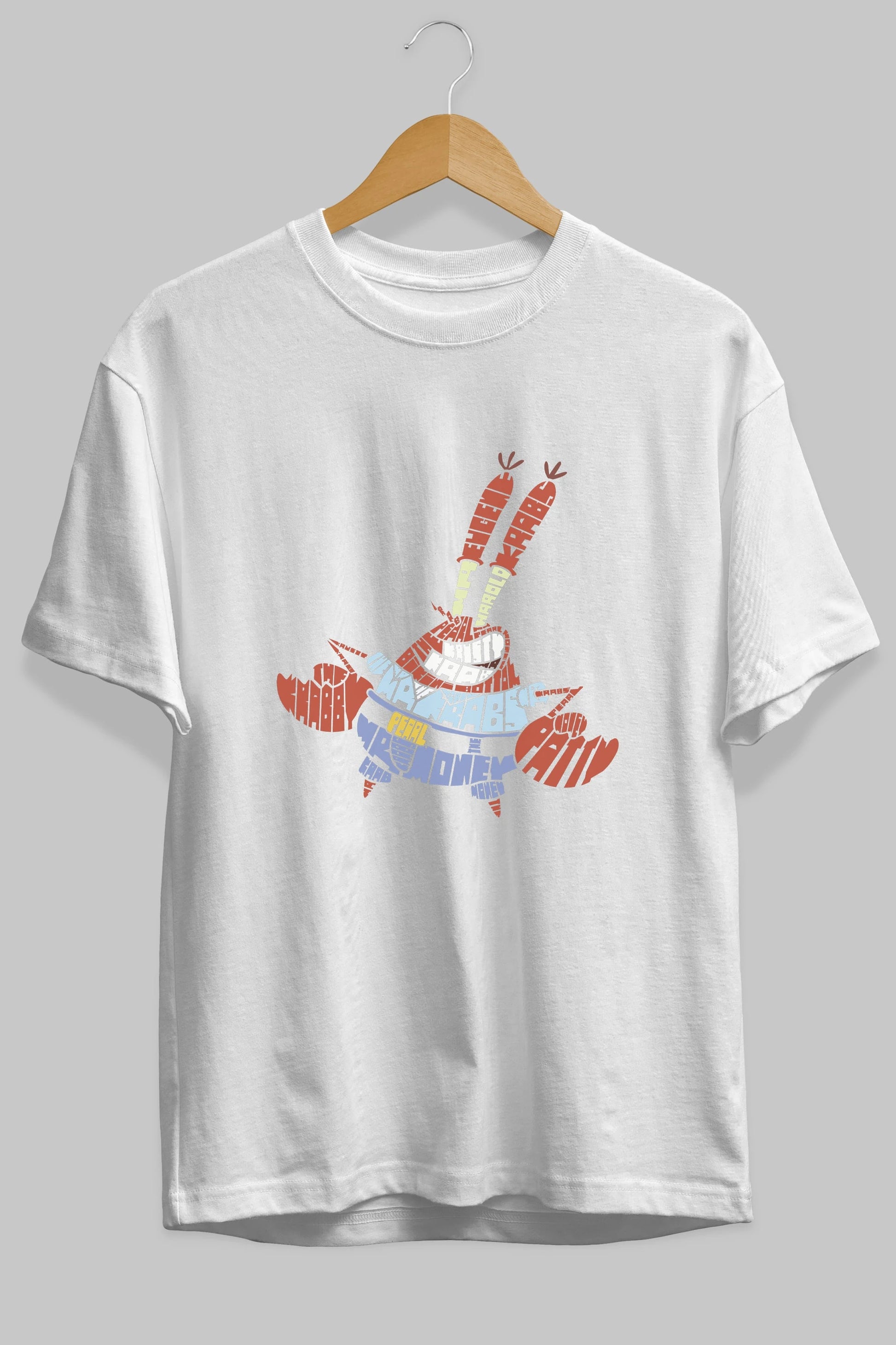 Mr Krabs Ön Baskılı Oversize t-shirt %100 pamuk Erkek Kadın Unisex