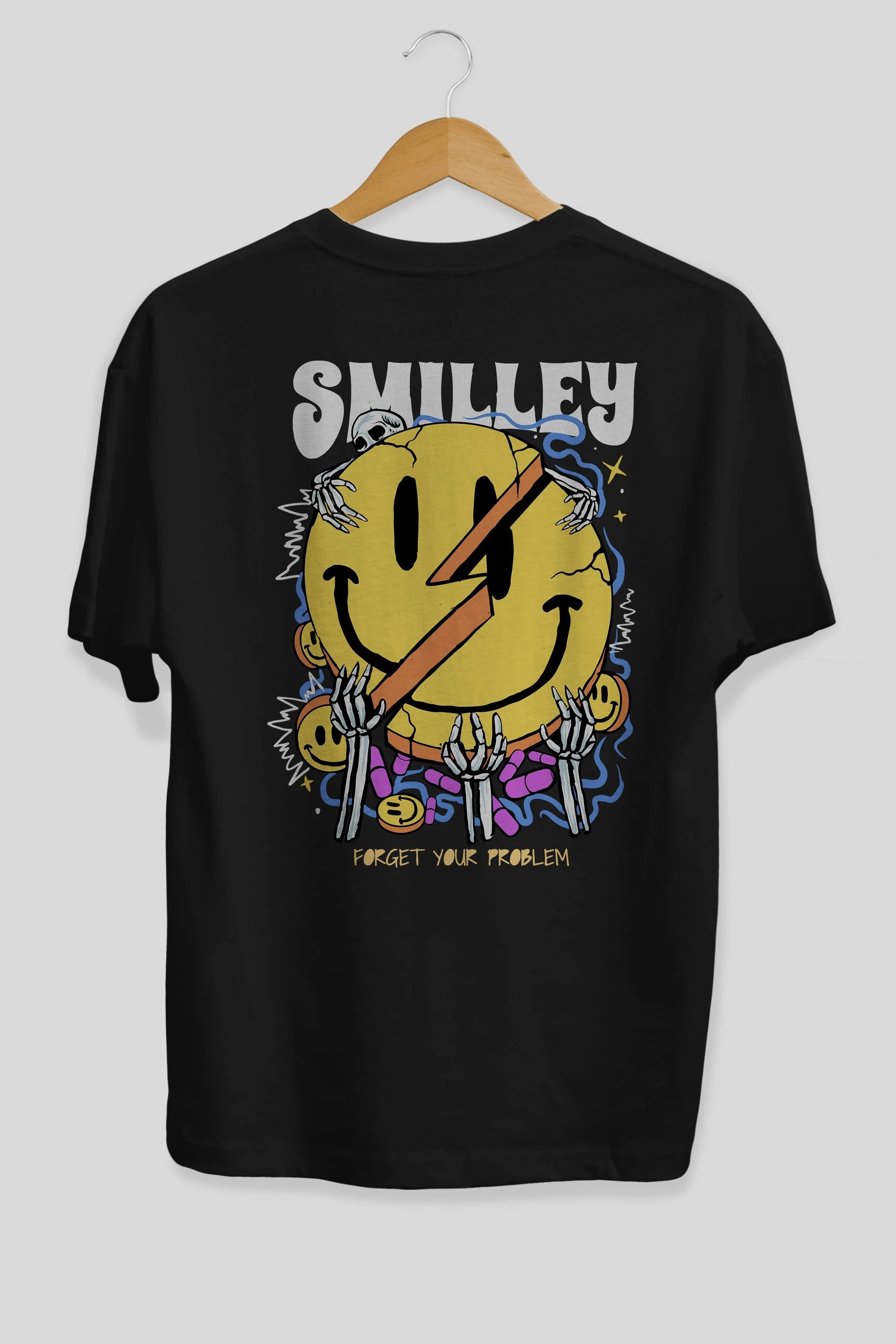 Smilley Streetwear Arka Baskılı Oversize t-shirt Erkek Kadın Unisex