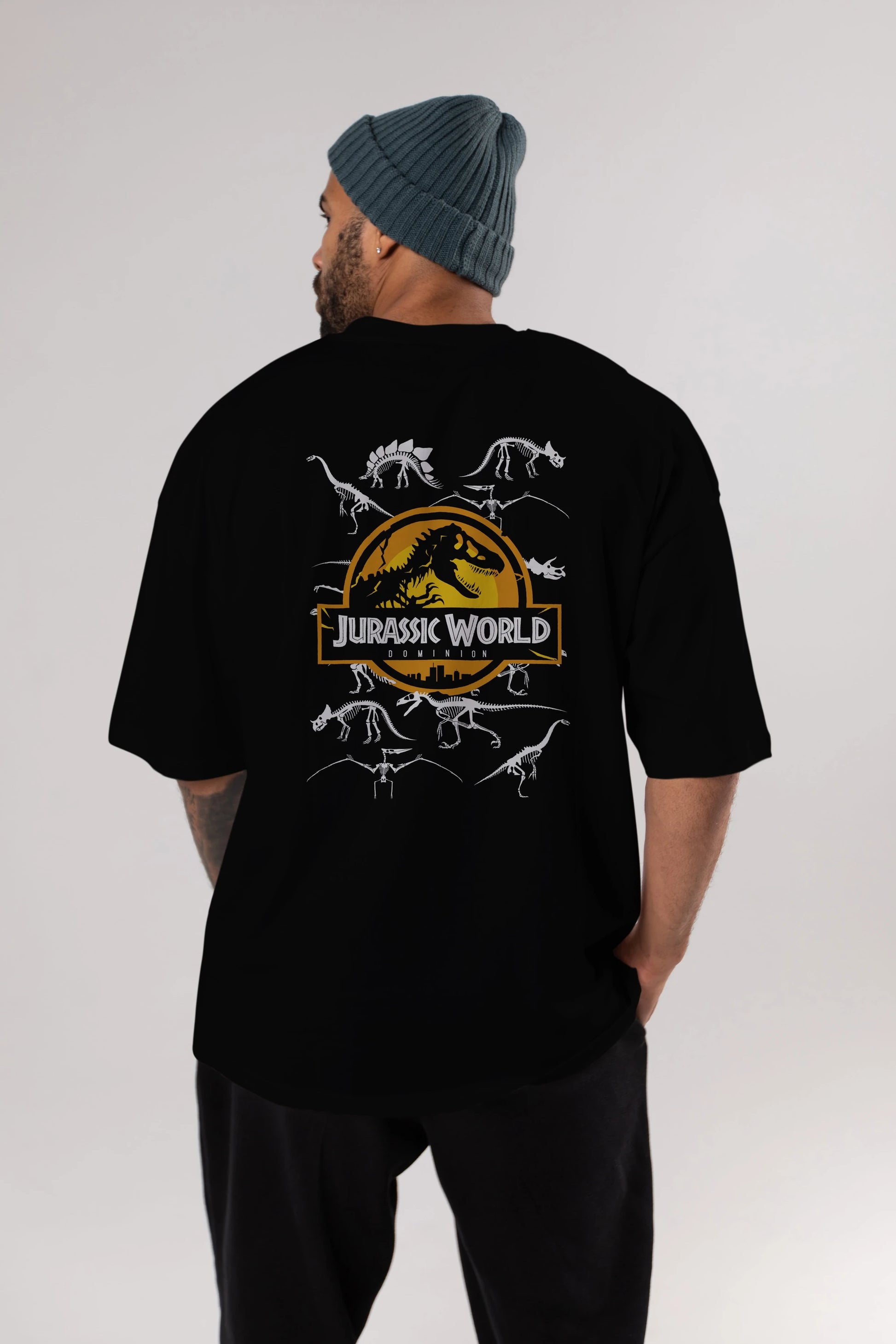 Jurassic Park (5) Arka Baskılı Oversize t-shirt Erkek Kadın Unisex %100 Pamuk Bisiklet Yaka tişort