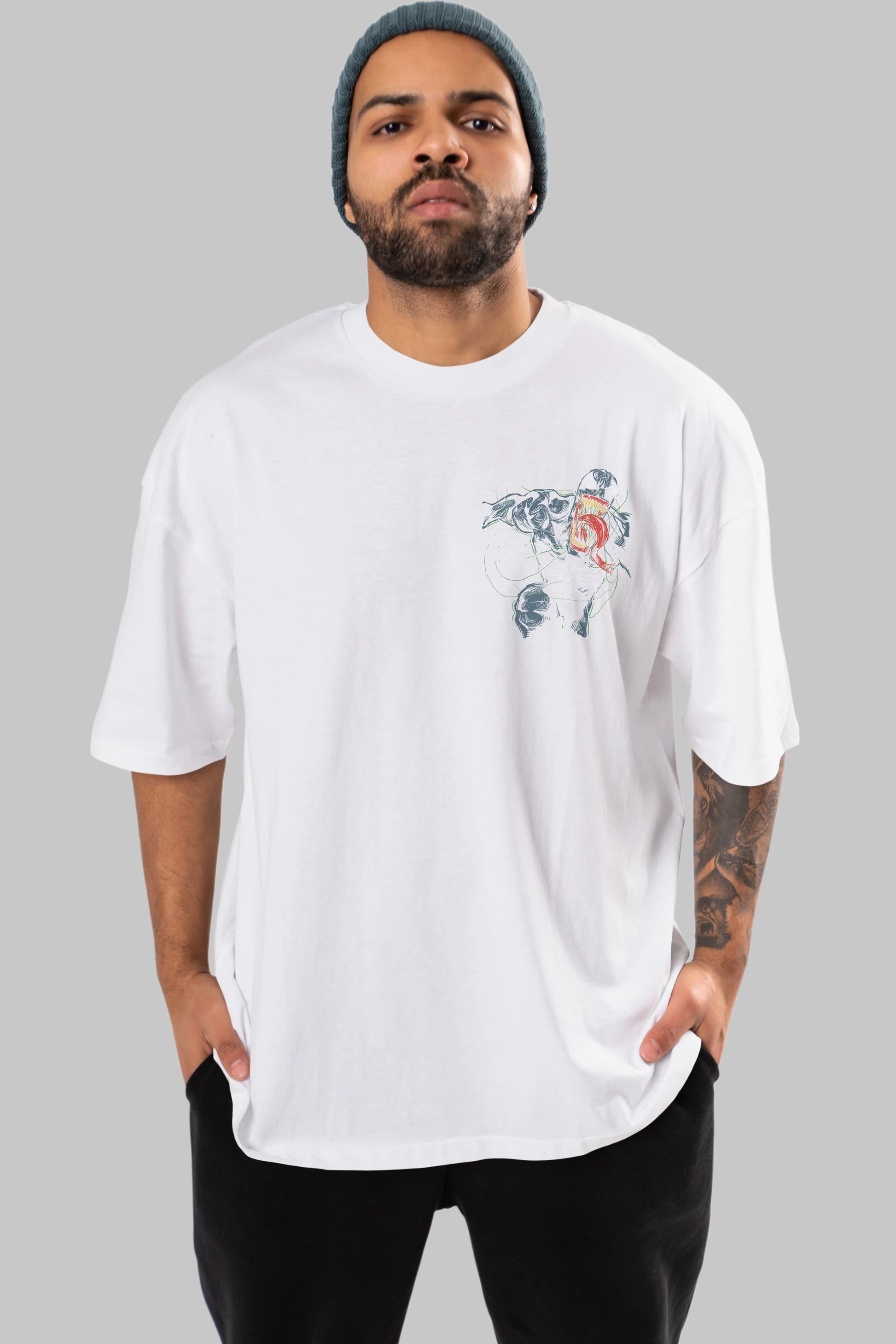 Venom (6) Ön Sol Baskılı Oversize t-shirt Erkek Kadın Unisex %100 Pamuk Bisiklet Yaka tişort
