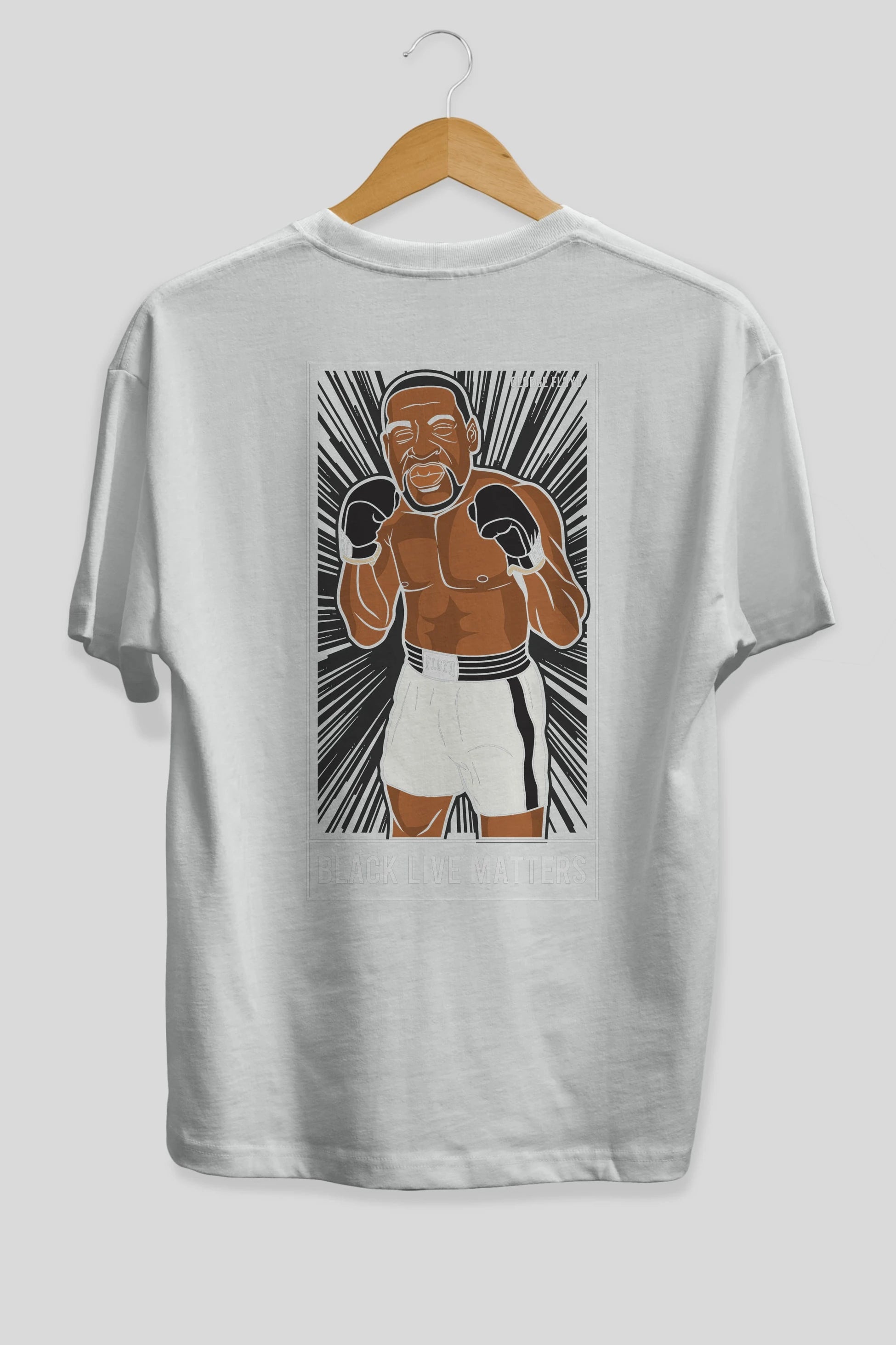 George Floyd Boxer Arka Baskılı Oversize t-shirt Erkek Kadın Unisex %100 Pamuk tişort