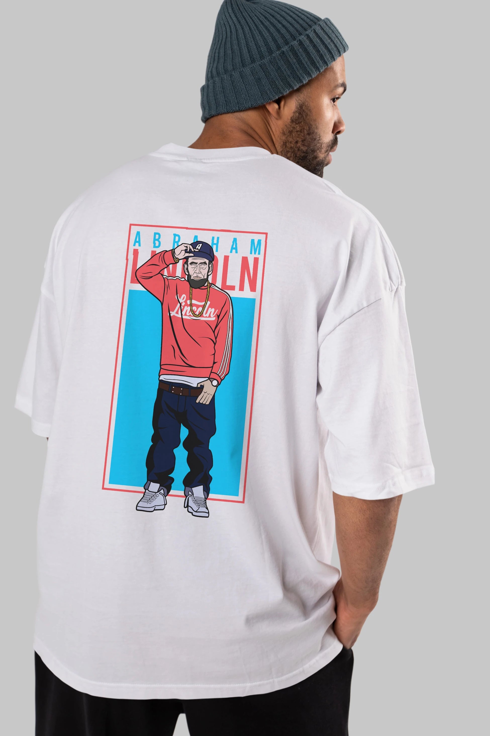 Abraham Lincoln Arka Baskılı Oversize t-shirt Erkek Kadın Unisex %100 Pamuk tişort