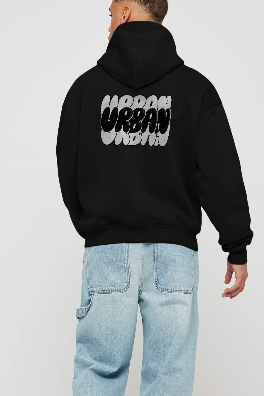 Urban Yazılı Arka Baskılı Oversize Hoodie Kapüşonlu Sweatshirt Erkek Kadın Unisex