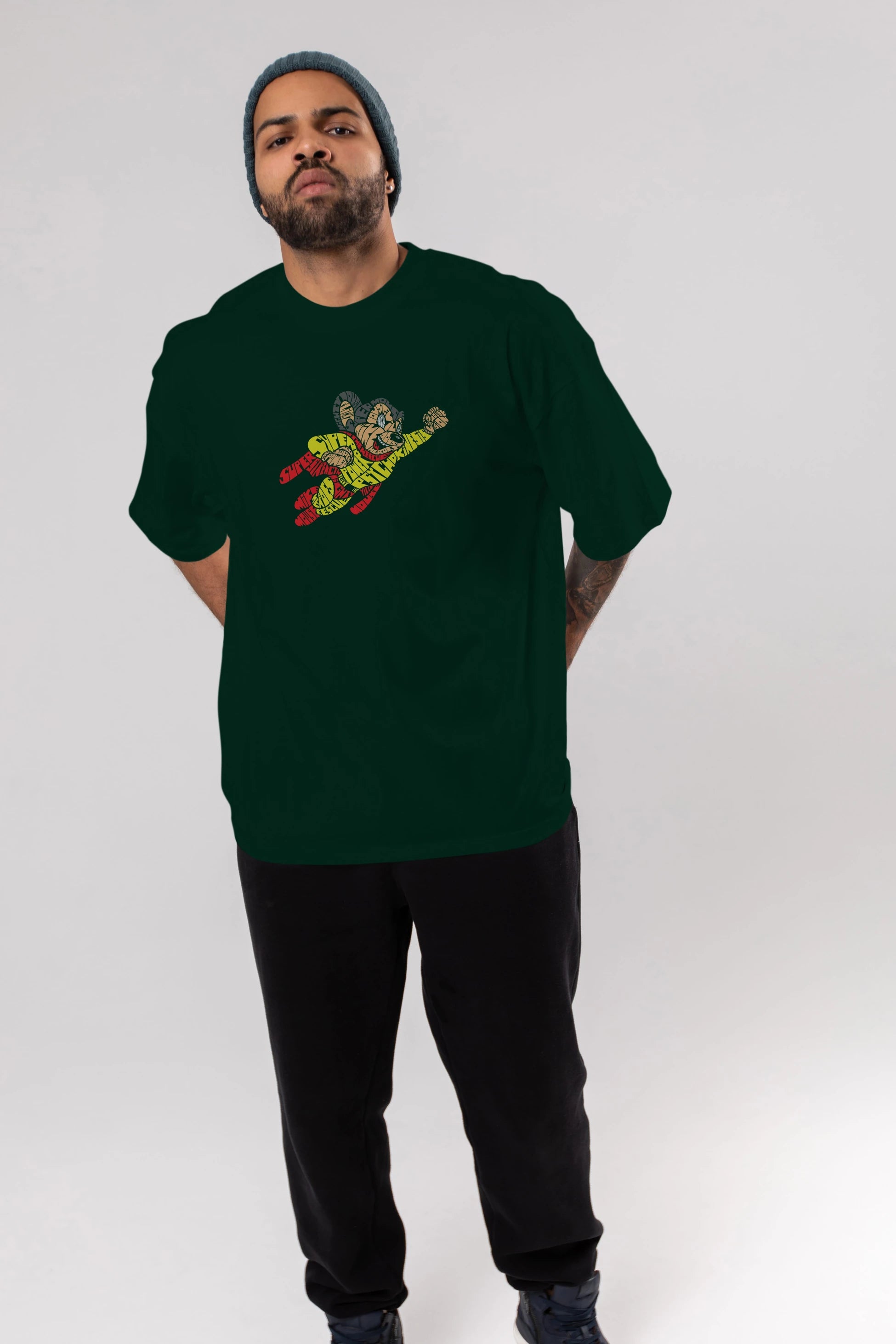 Mighty Mouse Ön Baskılı Oversize t-shirt %100 pamuk Erkek Kadın Unisex
