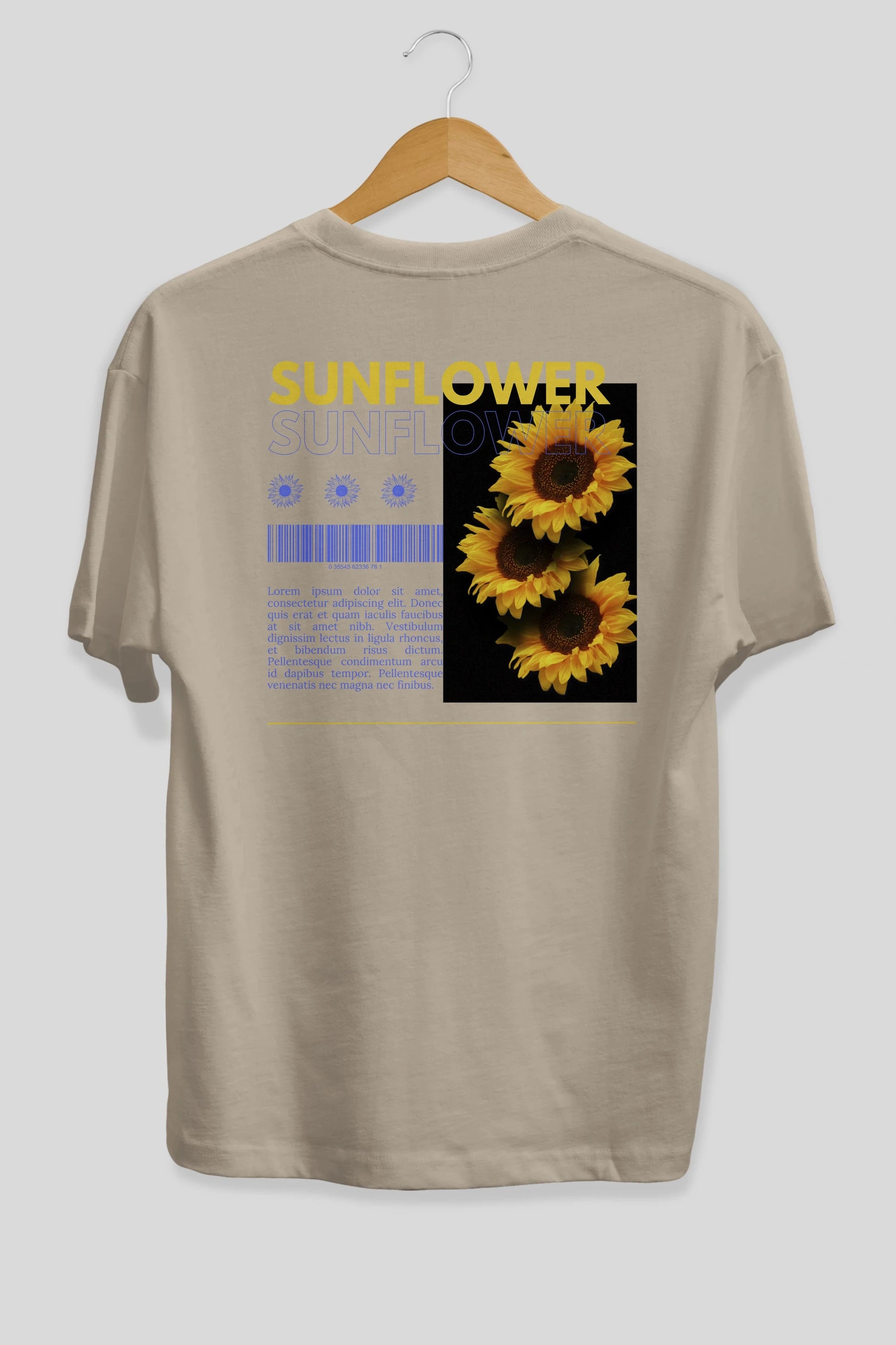 Sunflower Arka Baskılı Oversize t-shirt Erkek Kadın Unisex