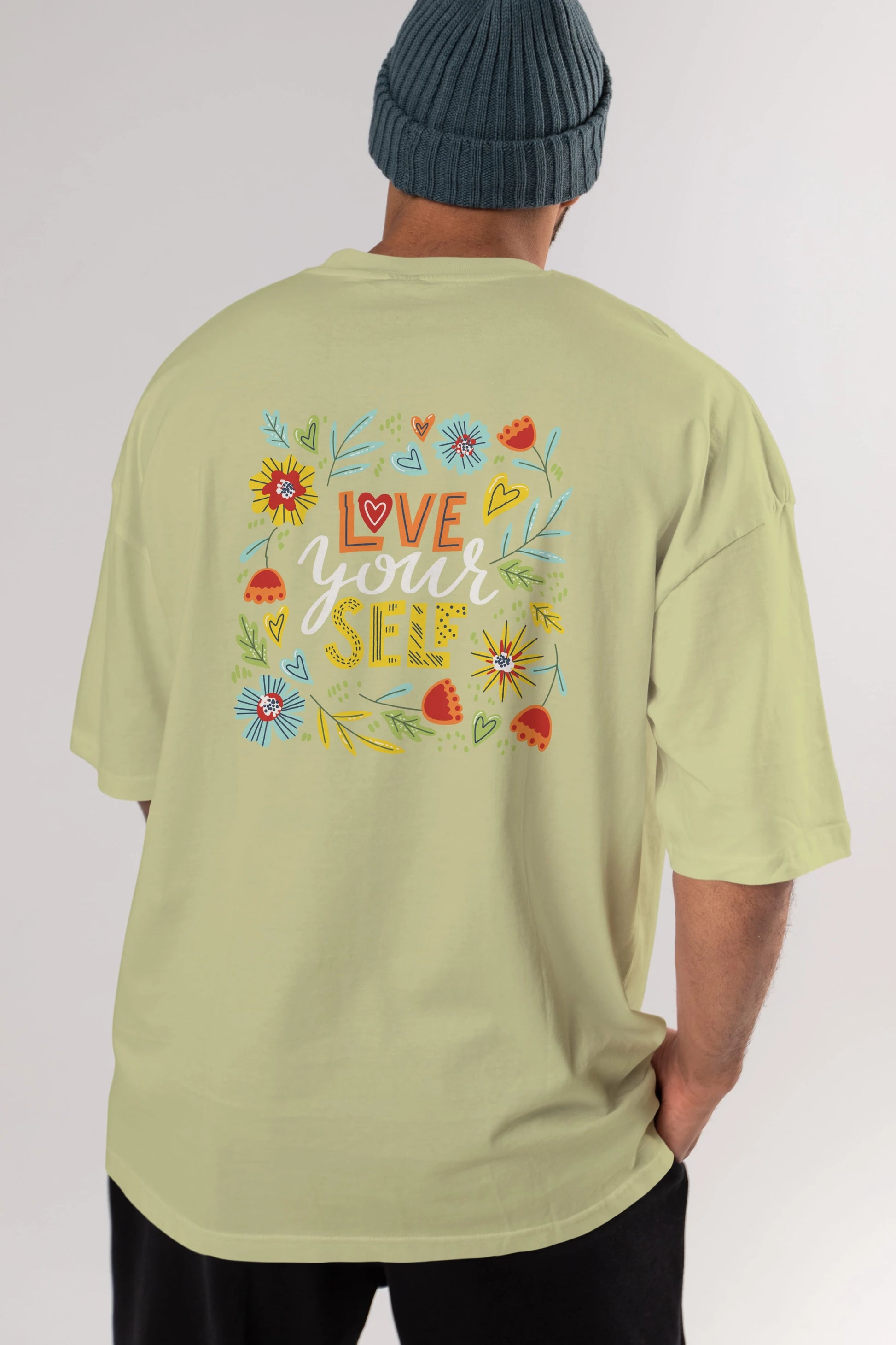 Love Yourself Yazılı Arka Baskılı Oversize t-shirt Erkek Kadın Unisex