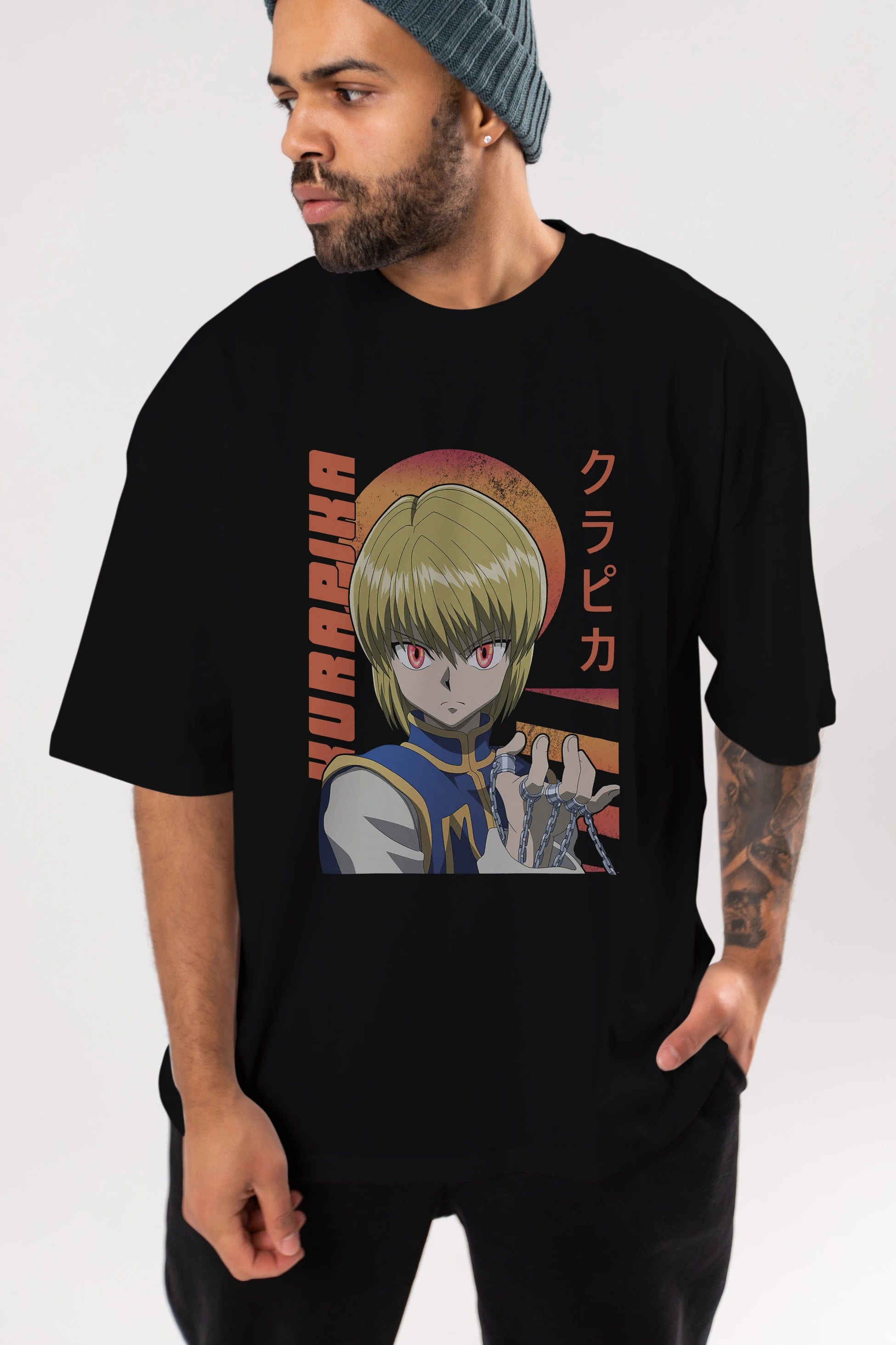 Kurapika 5 (2) Anime Ön Baskılı Oversize t-shirt %100 pamuk Erkek Kadın Unisex