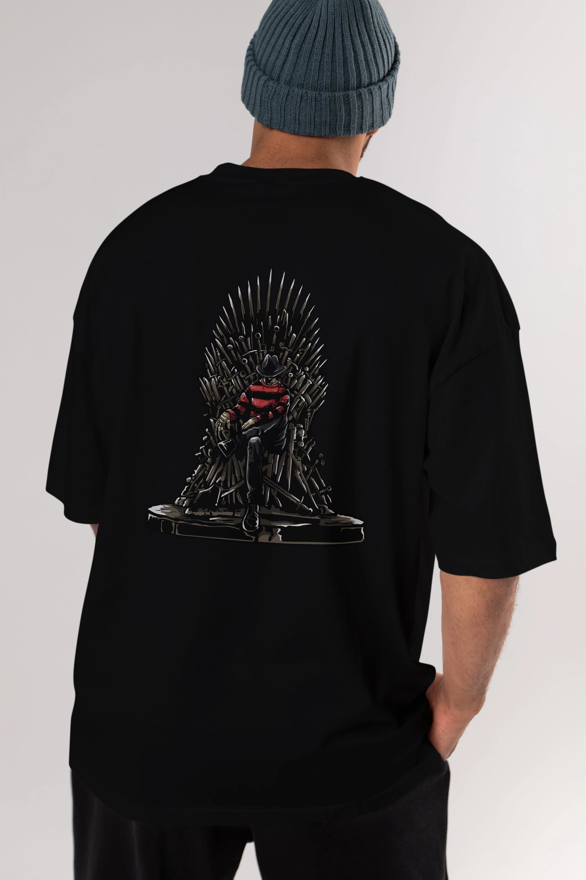 Nightmare Throne Arka Baskılı Oversize t-shirt Erkek Kadın Unisex %100 Pamuk