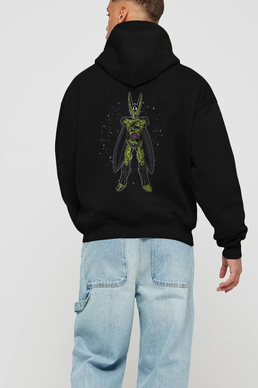 CELL Arka Baskılı Hoodie Oversize Kapüşonlu Sweatshirt Erkek Kadın Unisex