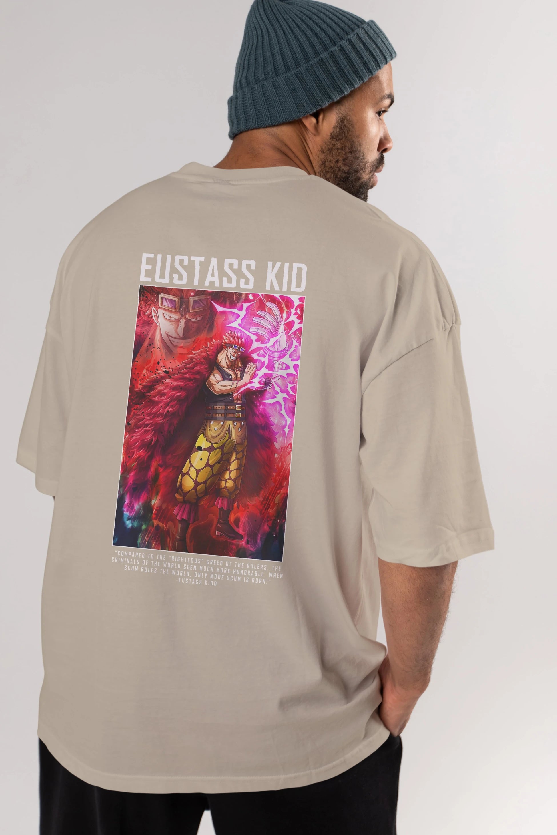 Eustass Kid Anime Arka Baskılı Oversize t-shirt Erkek Kadın Unisex %100 pamuk tişort