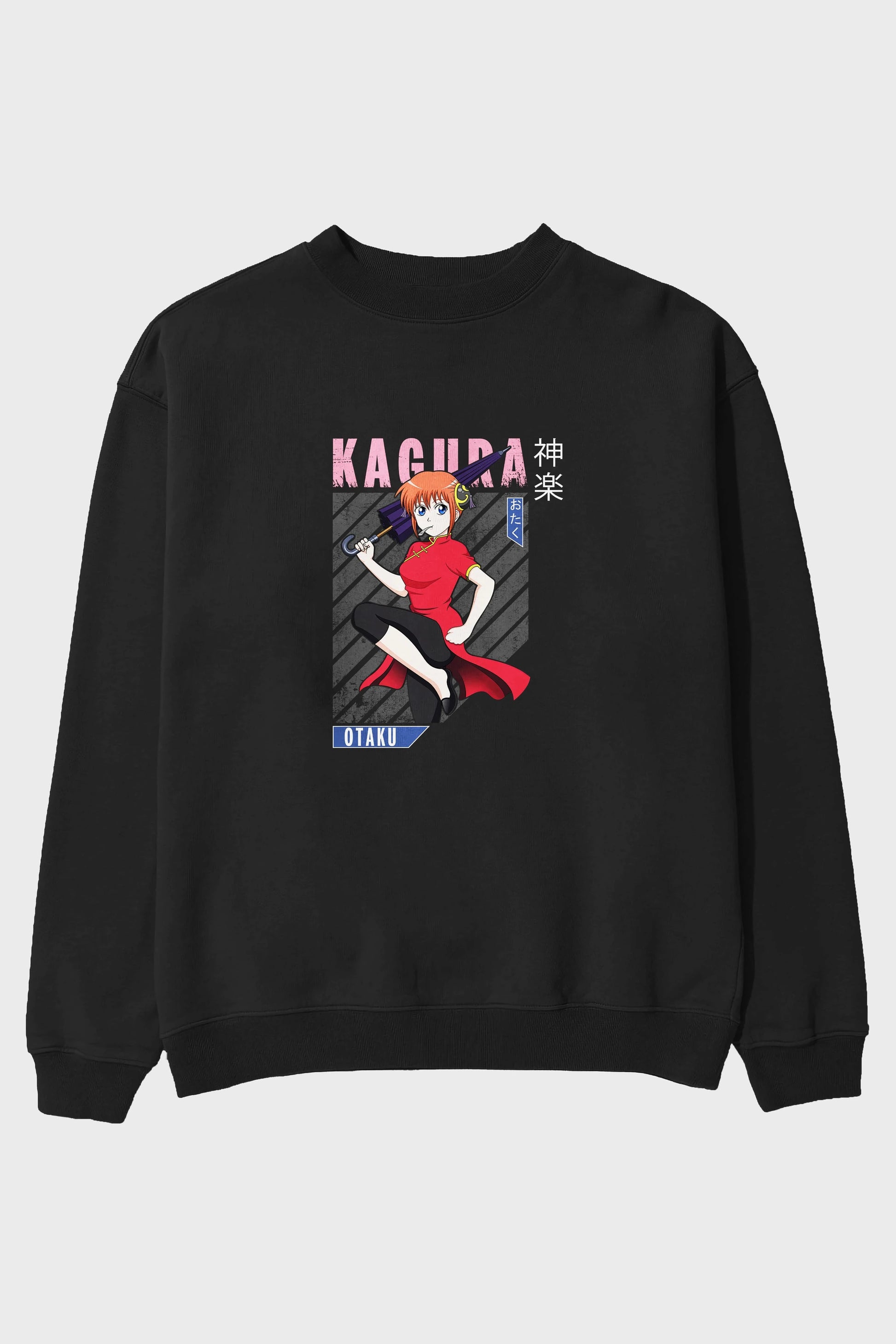 Kagura GINTAMA 1 Anime Ön Baskılı Oversize Sweatshirt Erkek Kadın Unisex