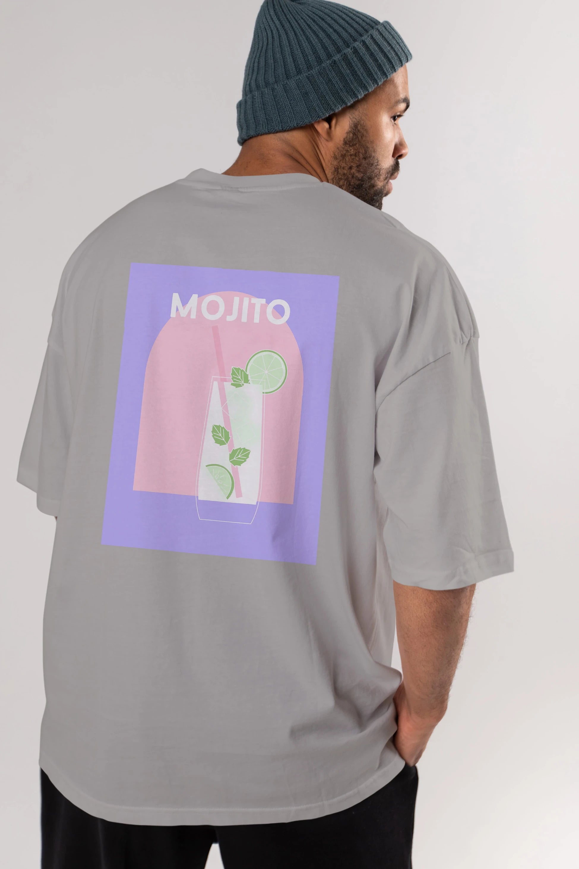 Mojito 2 Arka Baskılı Oversize t-shirt Erkek Kadın Unisex %100 Pamuk Bisiklet Yaka tişort