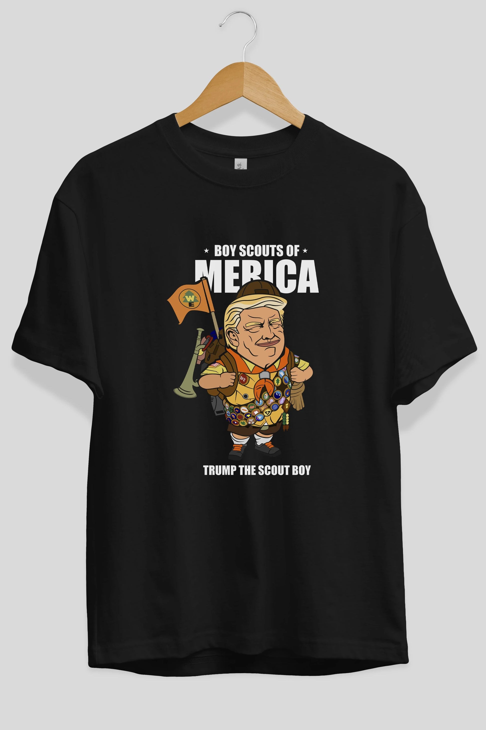 Trump Scout Boy Ön Baskılı Oversize t-shirt Erkek Kadın Unisex %100 Pamuk tişort