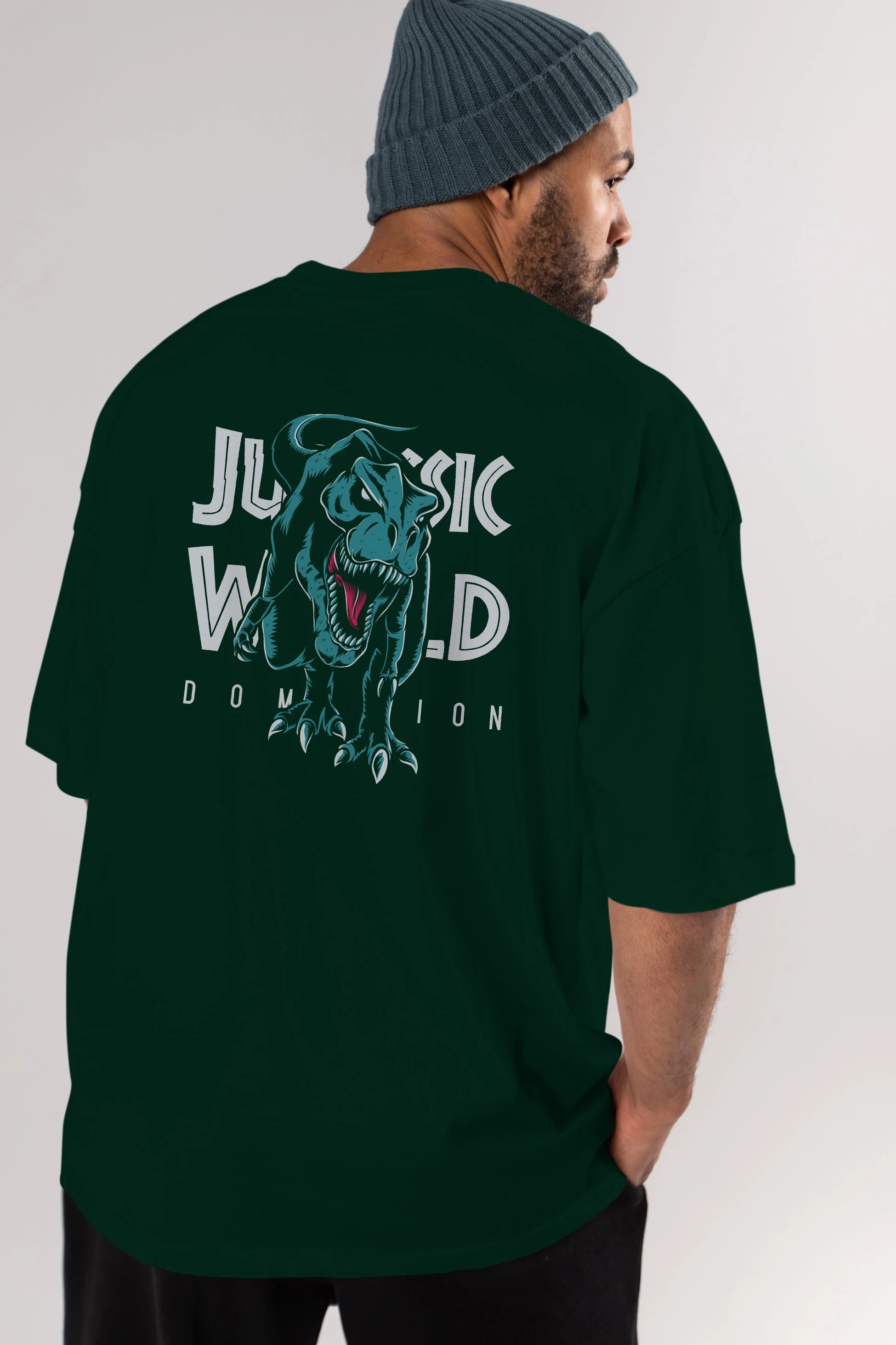 Jurassic Park (1) Arka Baskılı Oversize t-shirt Erkek Kadın Unisex %100 Pamuk Bisiklet Yaka tişort