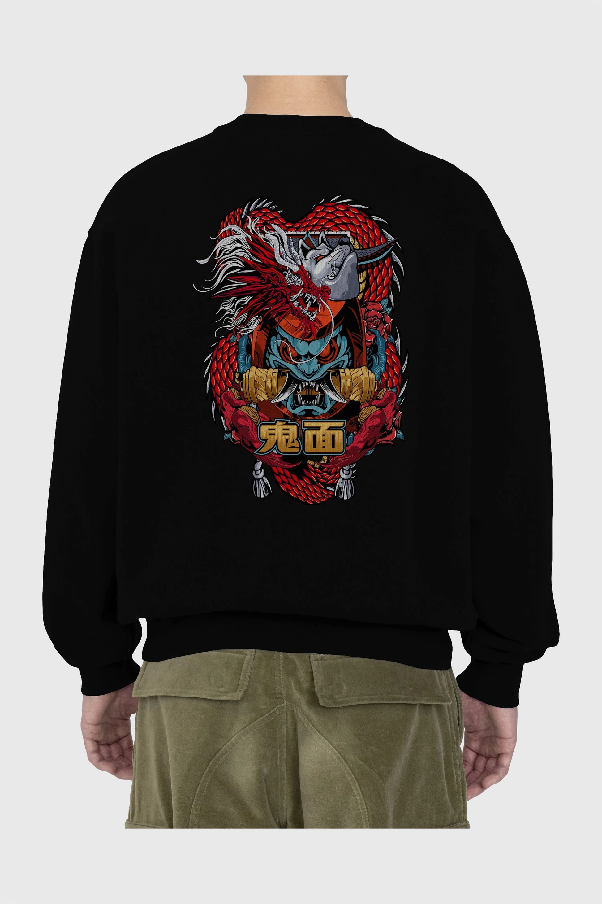 TRIBAL Anime Arka Baskılı Oversize Sweatshirt Erkek Kadın Unisex