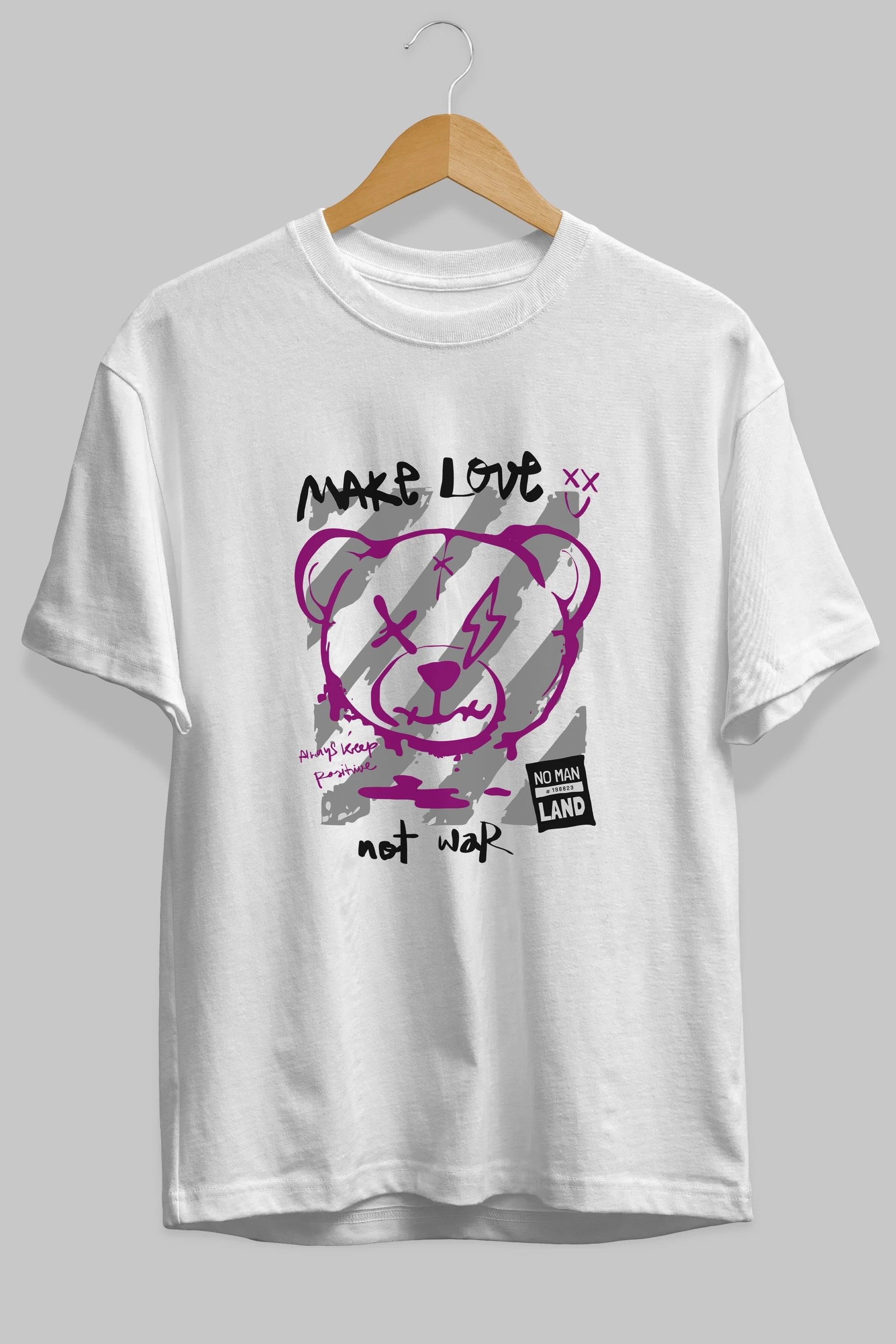Make Love Bear Ön Baskılı Oversize t-shirt Erkek Kadın Unisex