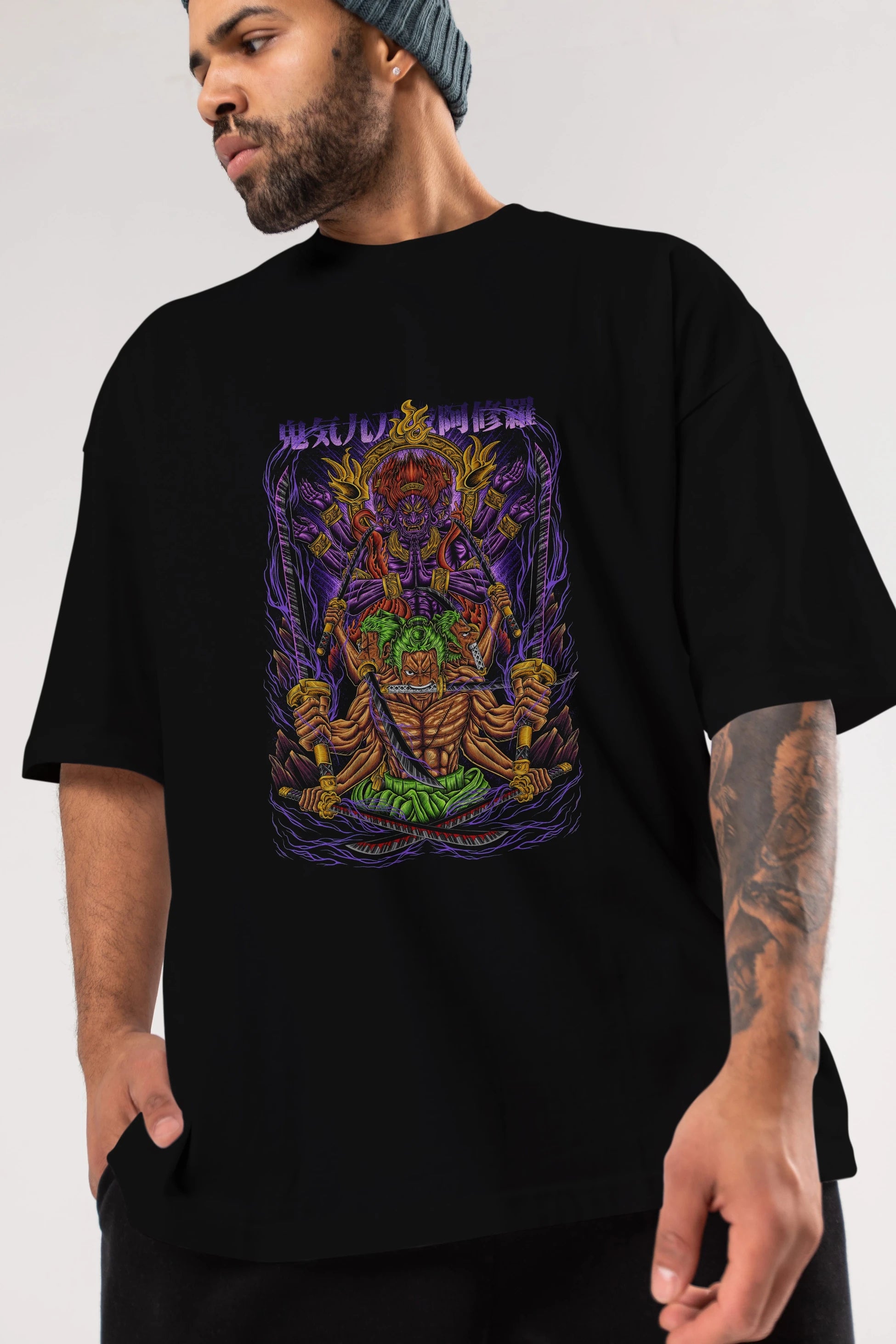 RORONOA ZORO 2 Anime Ön Baskılı Oversize t-shirt %100 pamuk Erkek Kadın Unisex