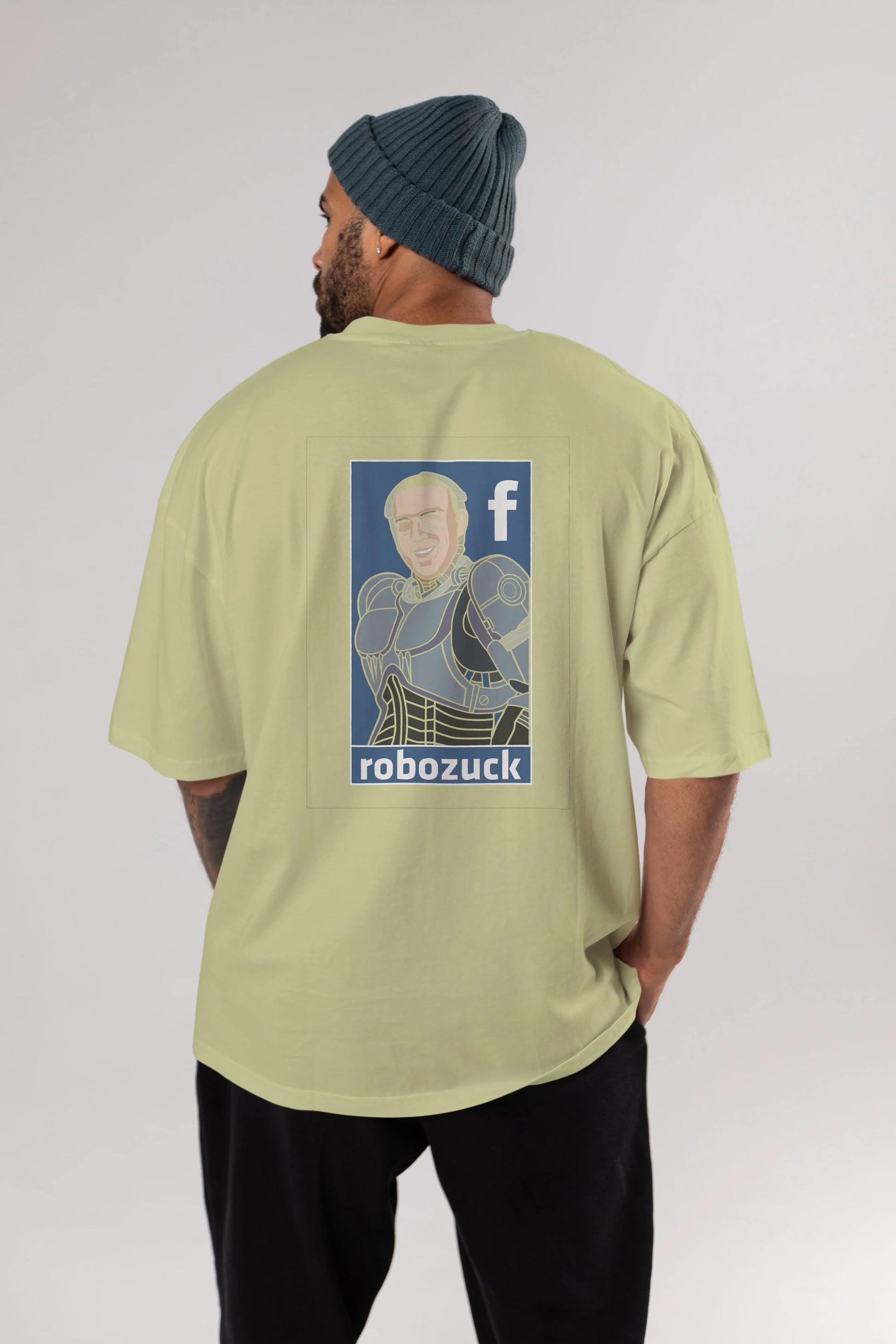 Robozuck Arka Baskılı Oversize t-shirt Erkek Kadın Unisex %100 Pamuk tişort