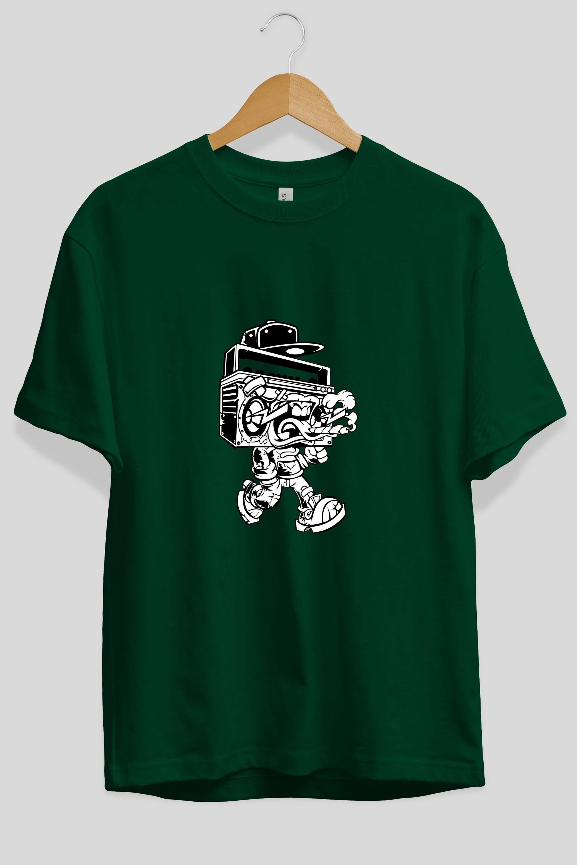 Boombox Ön Baskılı Oversize t-shirt Erkek Kadın Unisex %100 Pamuk tişort