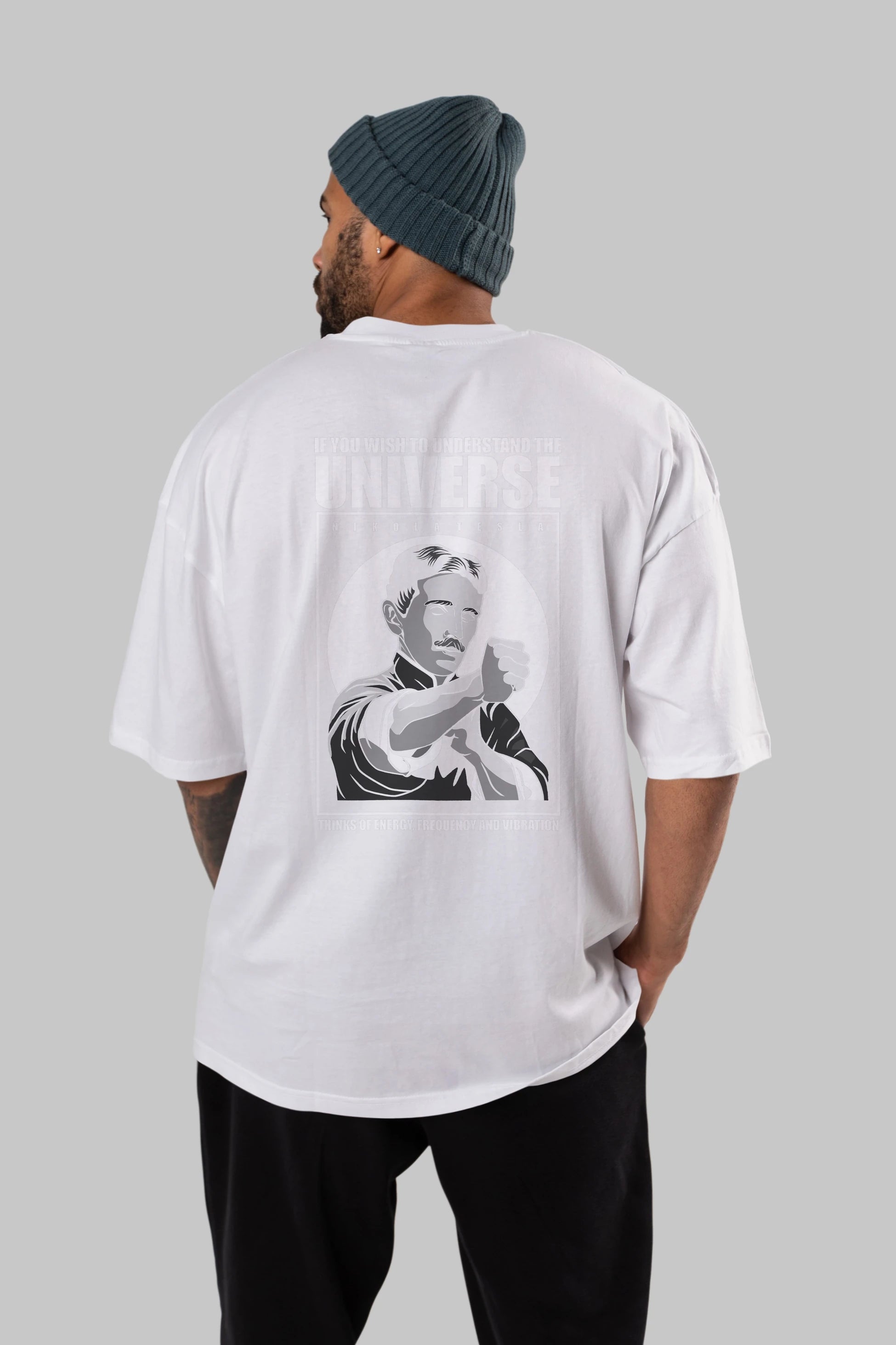 Nicola Tesla Ip Man Arka Baskılı Oversize t-shirt Erkek Kadın Unisex %100 Pamuk tişort