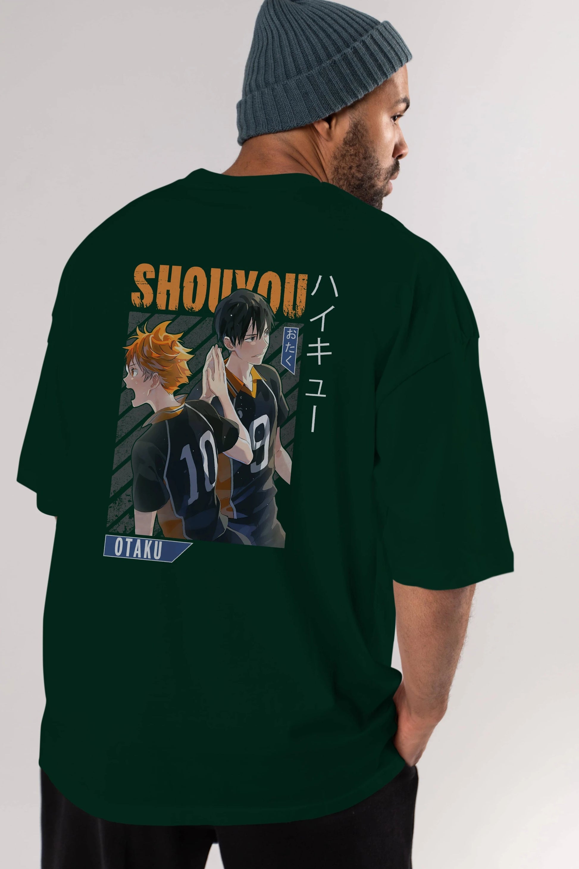 Shouyou Hinata 12 Anime Arka Baskılı Oversize t-shirt Erkek Kadın Unisex