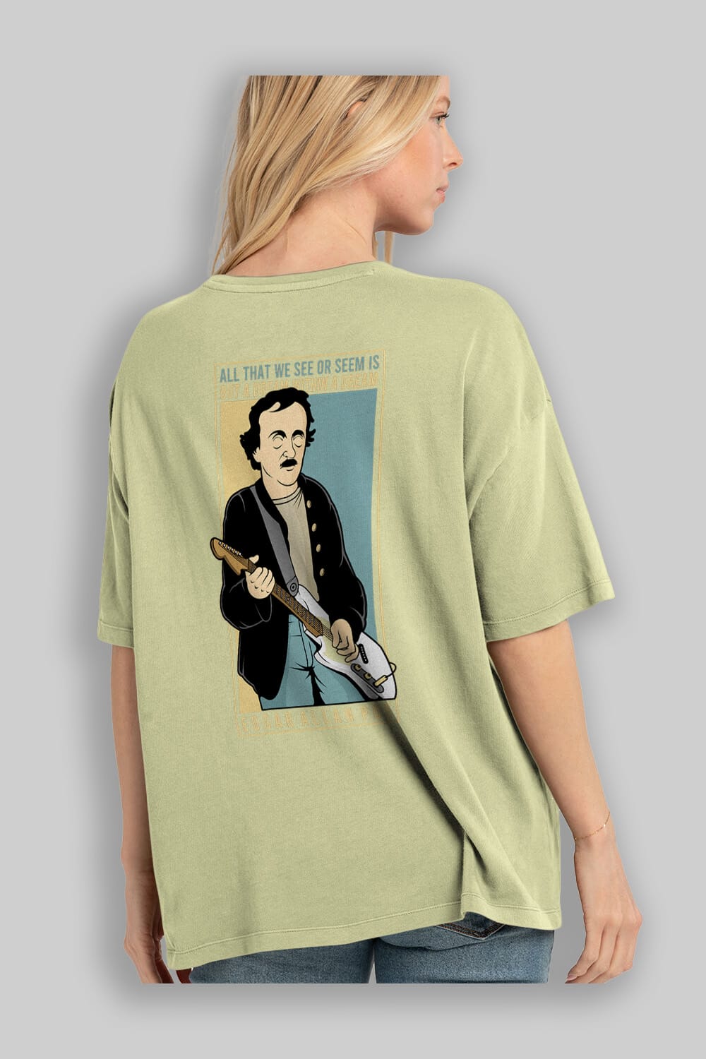 Edgar Alan Cobain Arka Baskılı Oversize t-shirt Erkek Kadın Unisex %100 Pamuk tişort