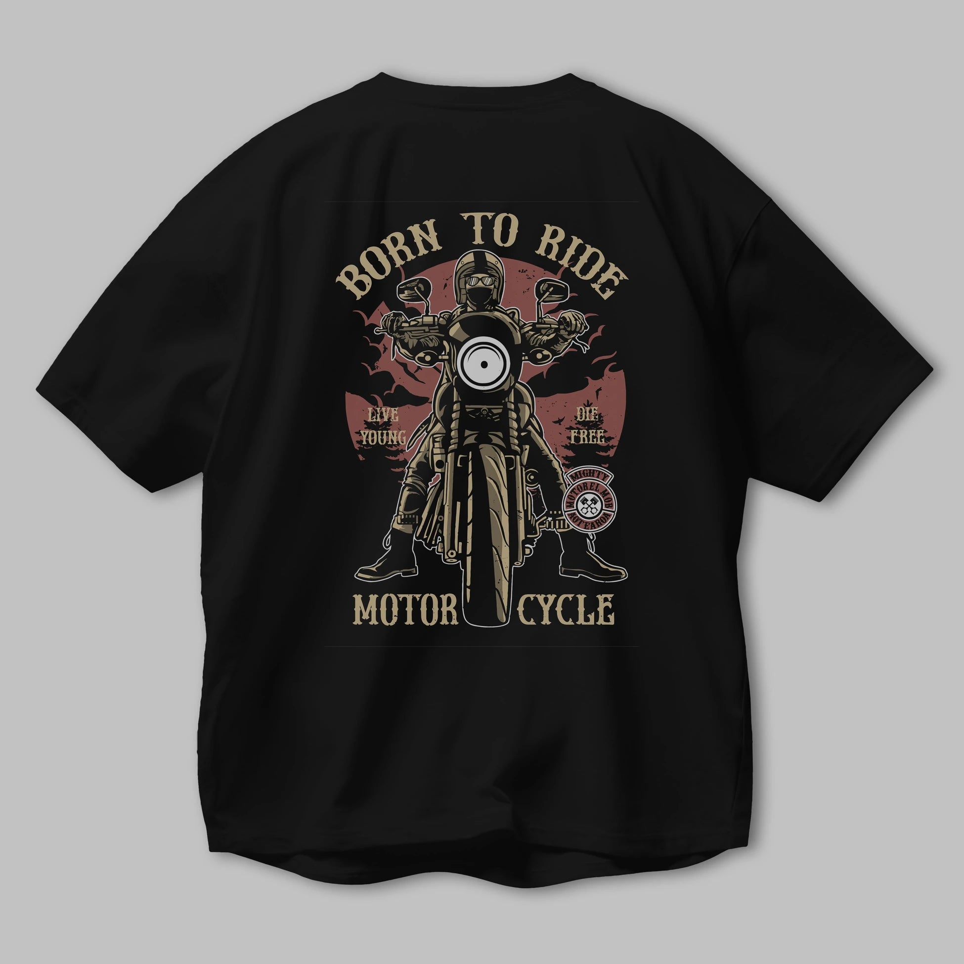 Born To Ride Arka Baskılı Oversize t-shirt Erkek Kadın Unisex %100 Pamuk