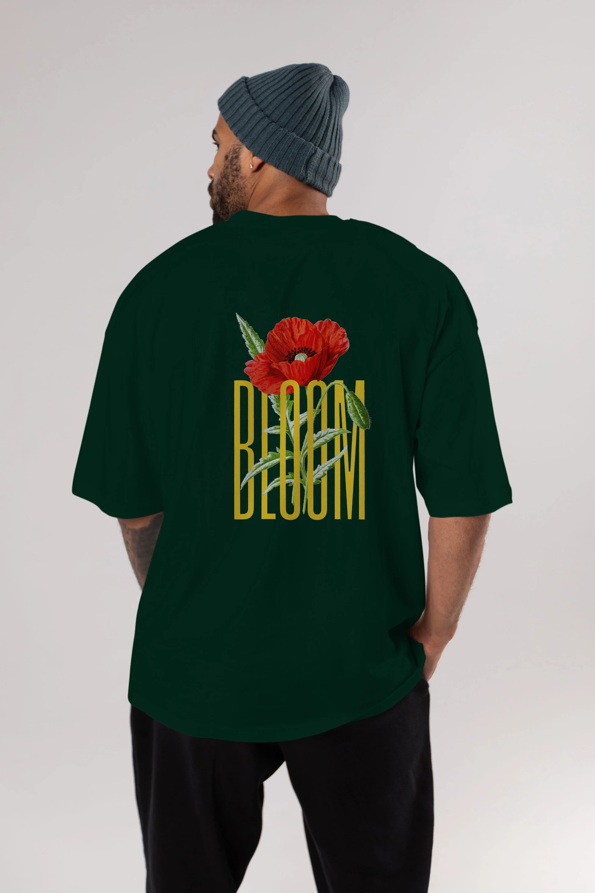 Bloom Flower Arka Baskılı Oversize t-shirt Erkek Kadın Unisex
