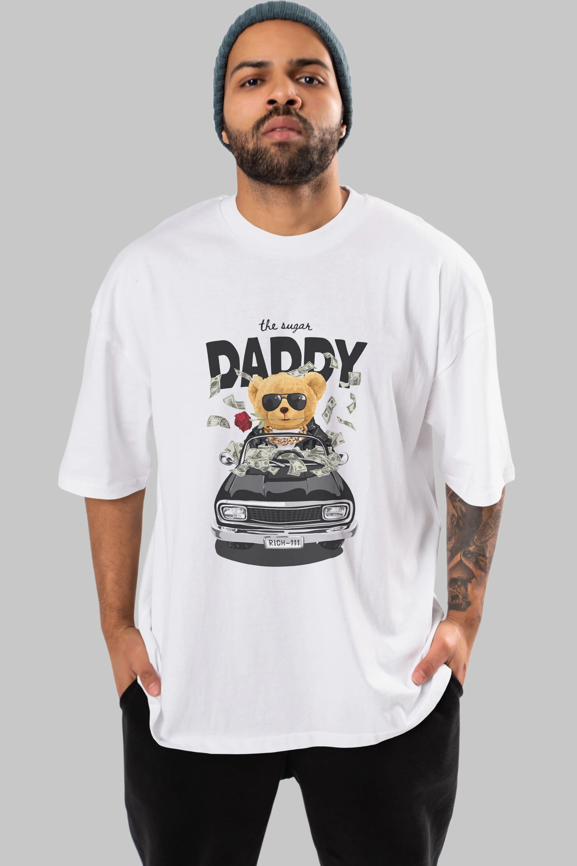 Teddy Bear Daddy Ön Baskılı Oversize t-shirt Erkek Kadın Unisex %100 Pamuk