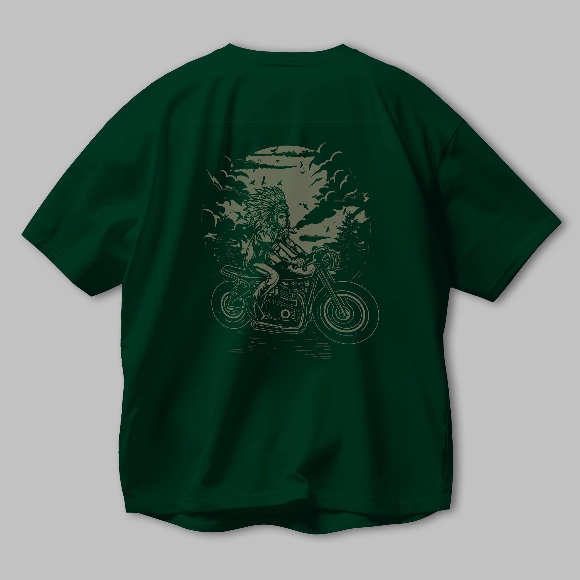 Indian Chief Rider Arka Baskılı Oversize t-shirt Erkek Kadın Unisex %100 Pamuk