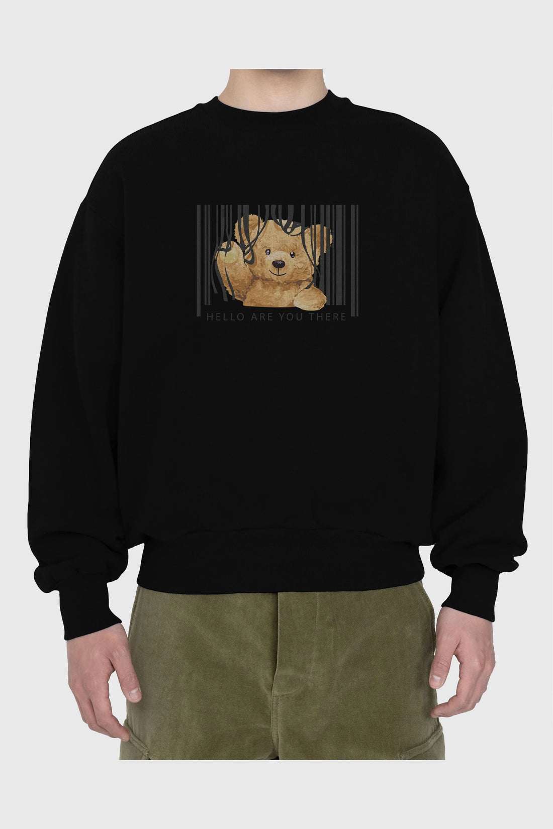 Teddy Bear Hello Ön Baskılı Oversize Sweatshirt Erkek Kadın Unisex