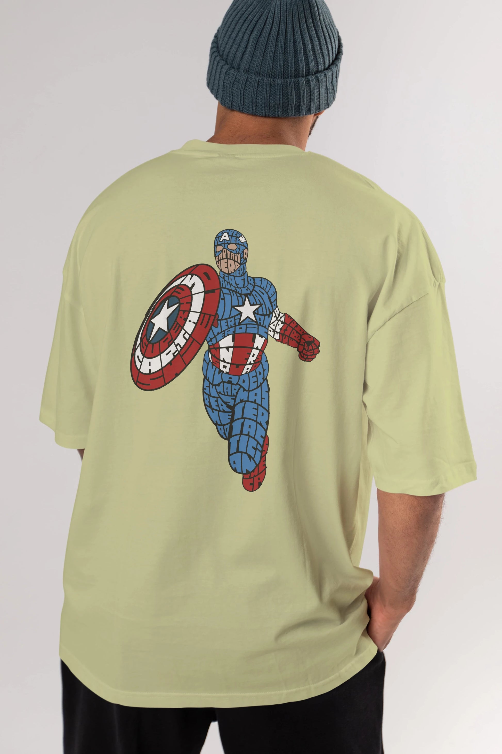 Star and Stripes Hero Arka Baskılı Oversize t-shirt %100 pamuk Erkek Kadın Unisex