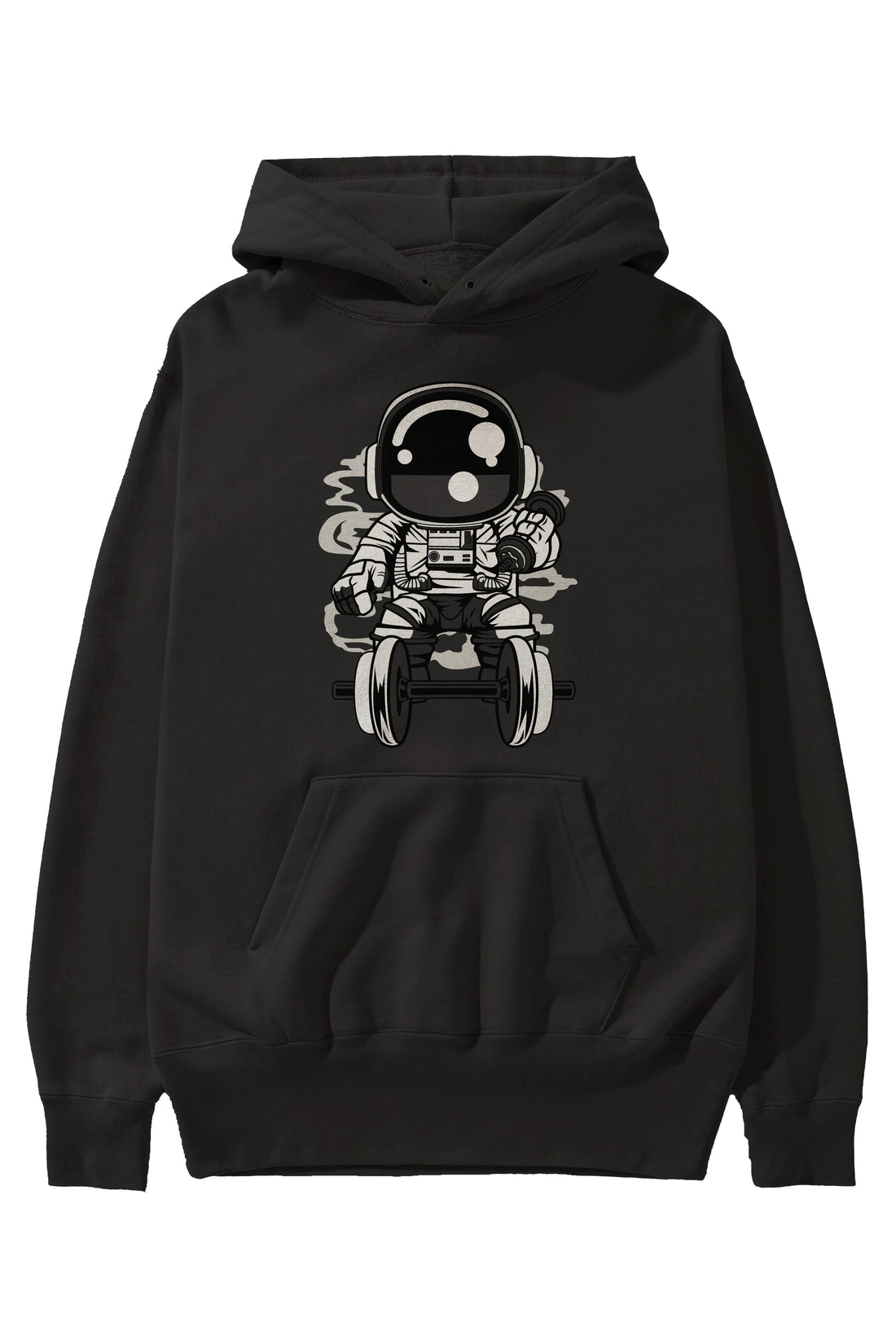 Astronaut Gym Ön Baskılı Hoodie Oversize Kapüşonlu Sweatshirt Erkek Kadın Unisex