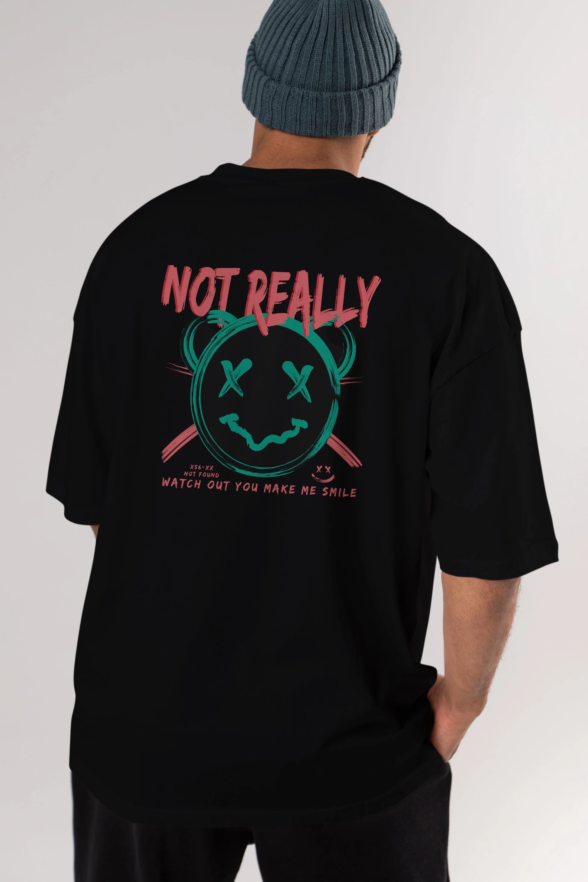 Not Really Bear Arka Baskılı Oversize t-shirt Erkek Kadın Unisex