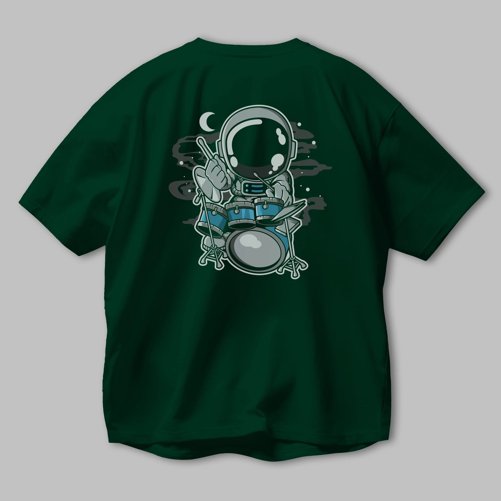 Astronaut Drummer Arka Baskılı Oversize t-shirt Erkek Kadın Unisex