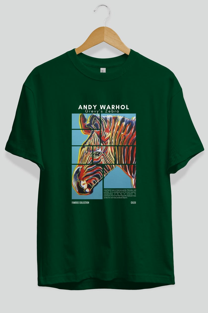 Andy Warhol ön Baskılı Oversize t-shirt Erkek Kadın Bisiklet Yaka Pamuk tişort