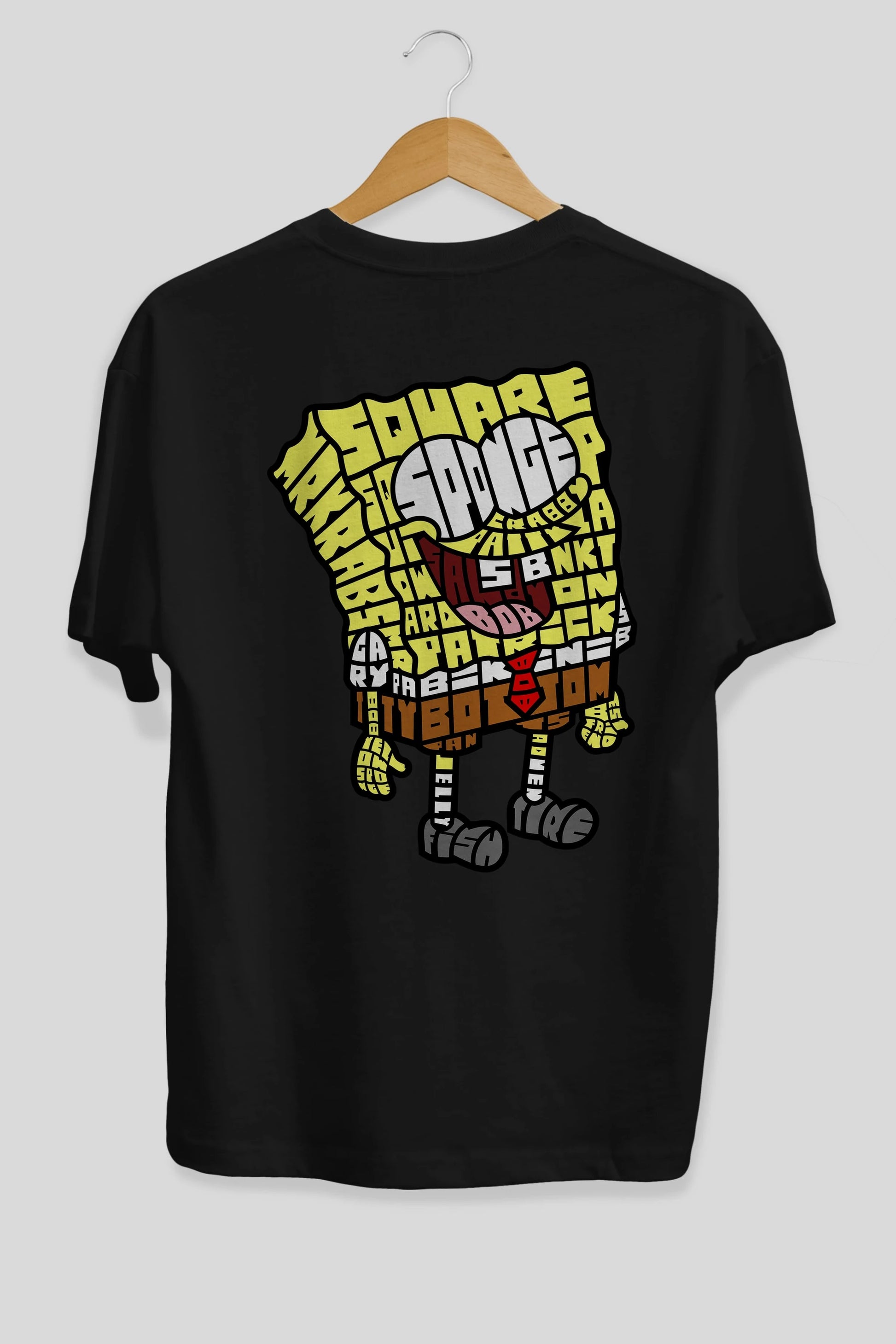 Yellow Sponge Arka Baskılı Oversize t-shirt %100 pamuk Erkek Kadın Unisex