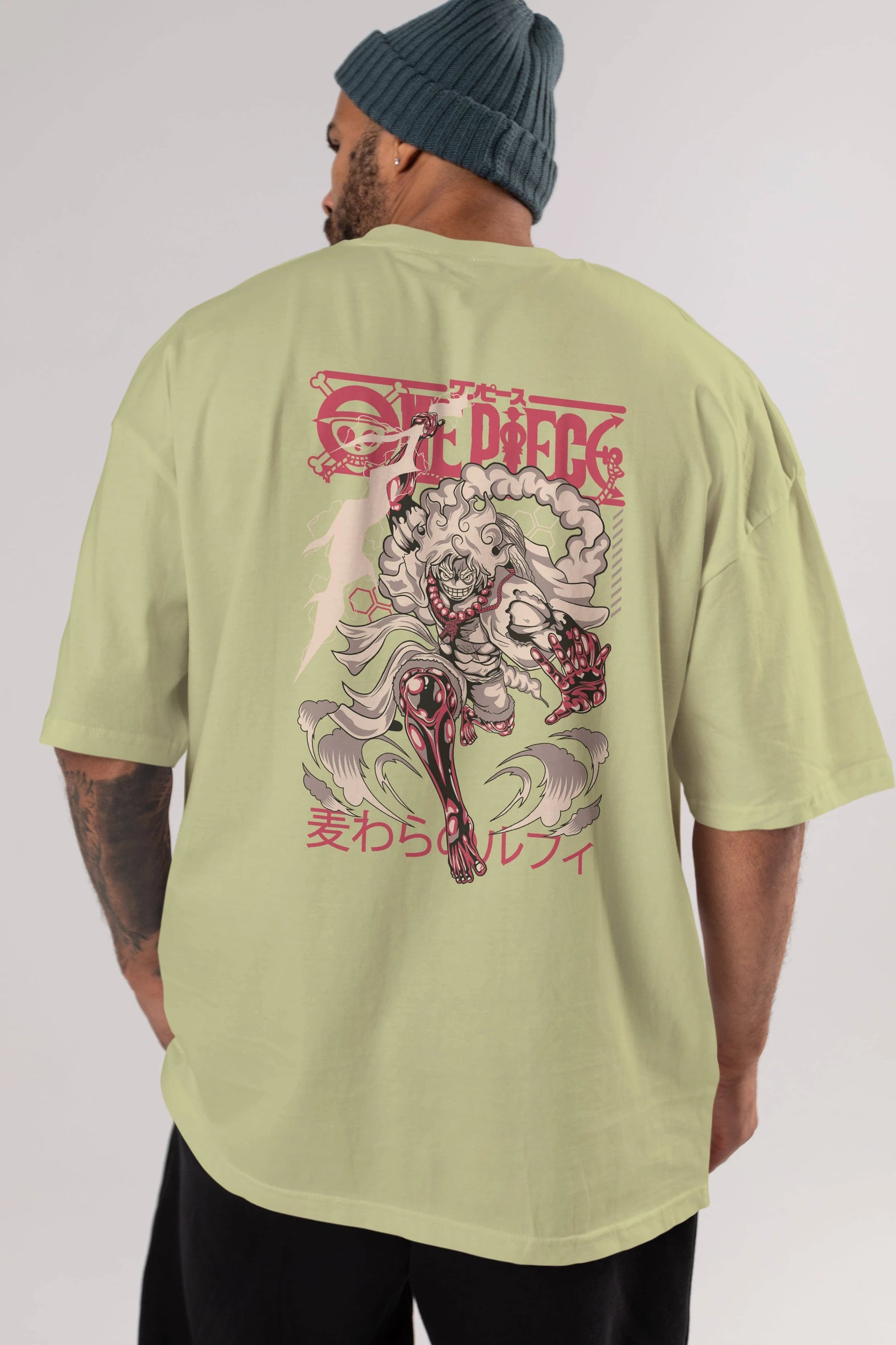 MONKEY D. LUFF-ONE PIECE 1 Anime Arka Baskılı Oversize t-shirt Erkek Kadın Unisex
