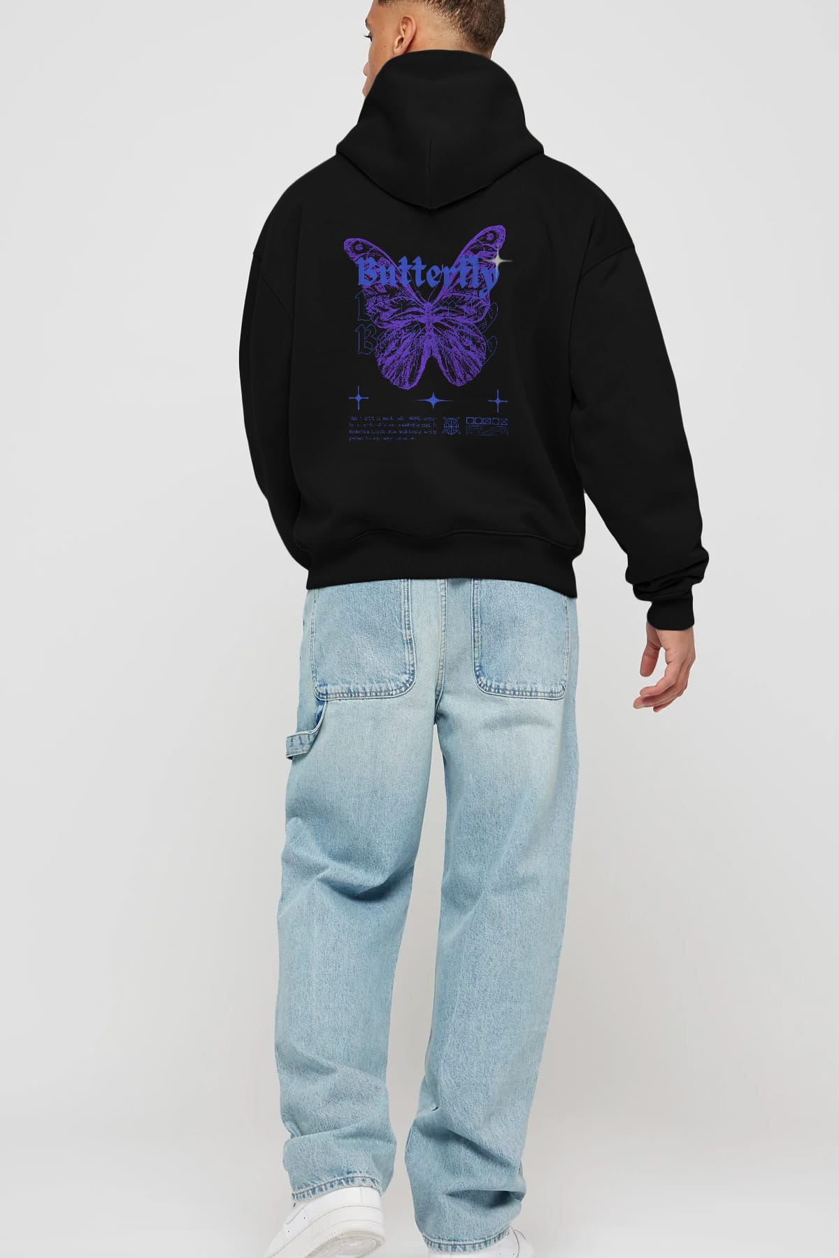 Butterfly Streetwear Arka Baskılı Oversize Hoodie Kapüşonlu Sweatshirt Erkek Kadın Unisex