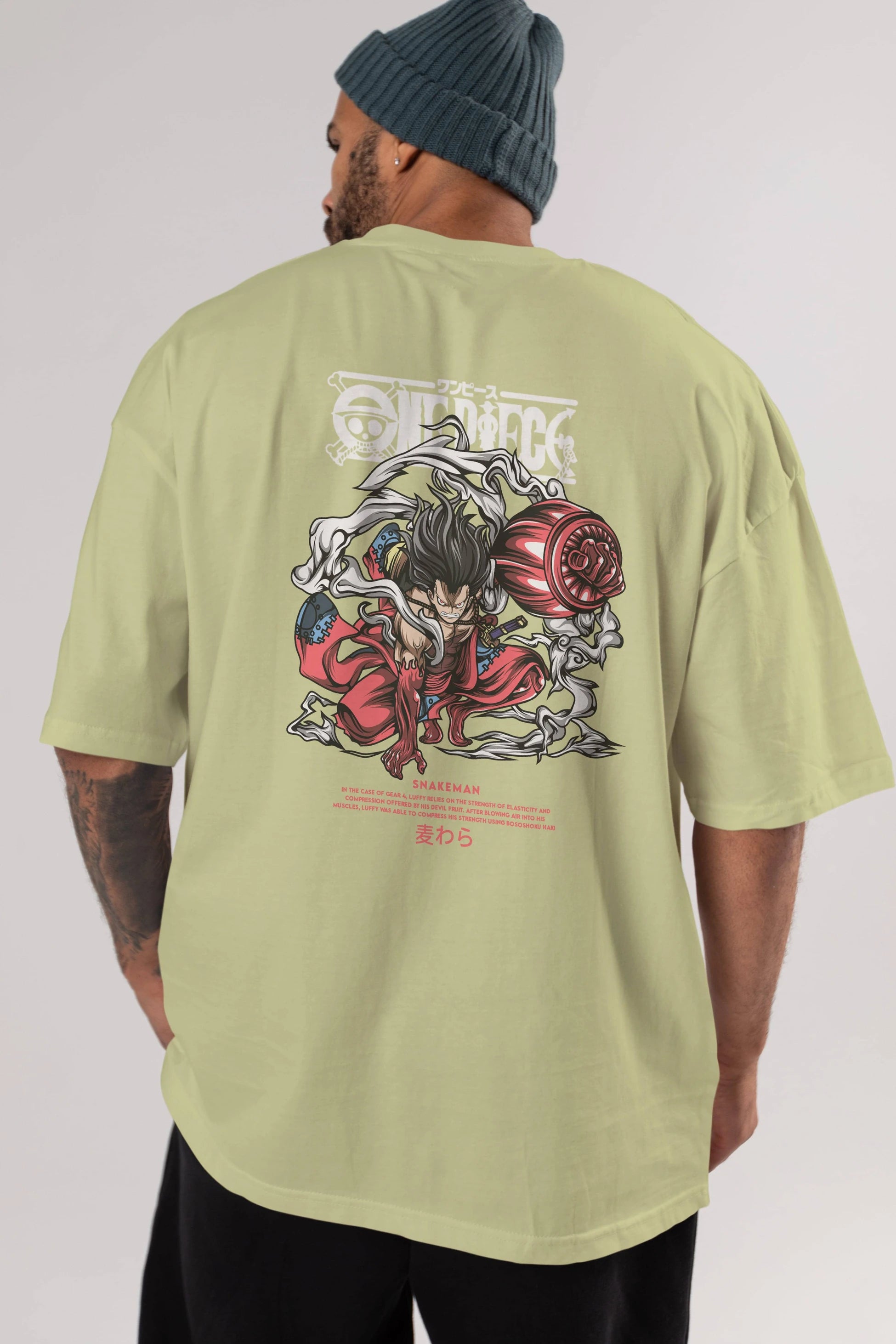 One Piece Snakeman Anime Arka Baskılı Oversize t-shirt Erkek Kadın Unisex