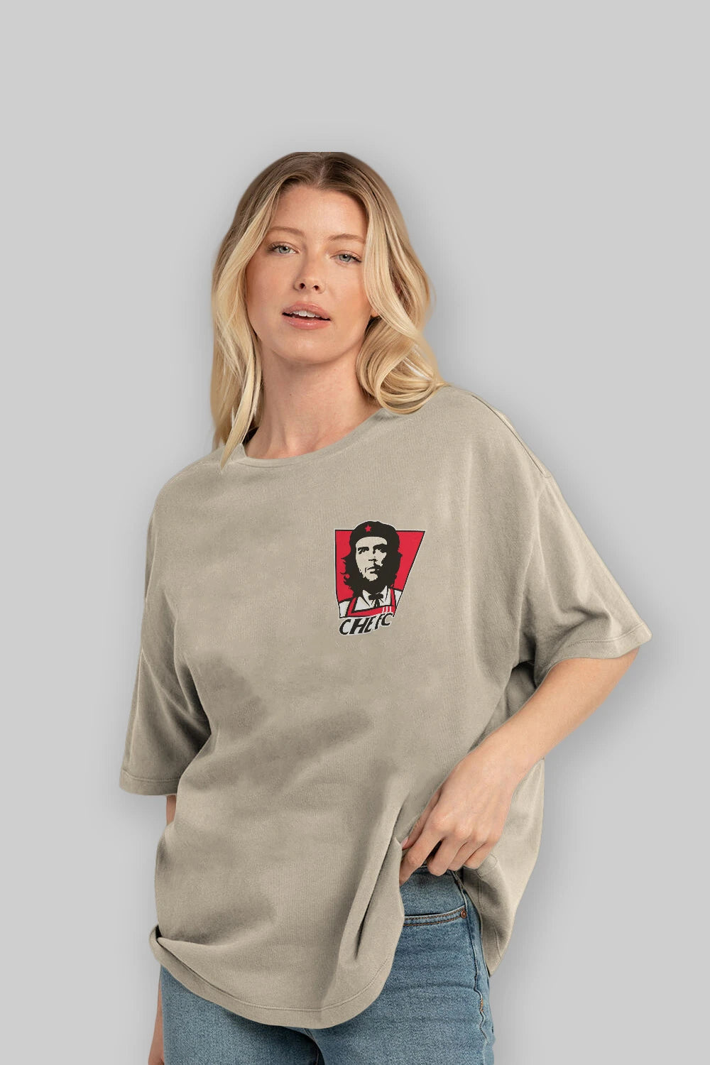 Che FC Ön Sol Baskılı Oversize t-shirt Erkek Kadın Unisex %100 Pamuk Bisiklet Yaka tişort