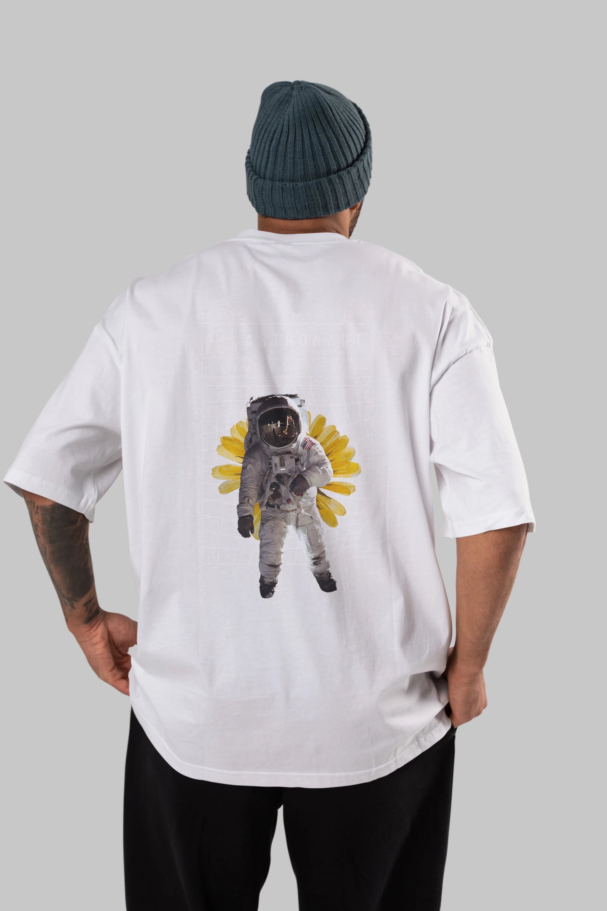 Astronaut Streetwear Arka Baskılı Oversize t-shirt Erkek Kadın Unisex
